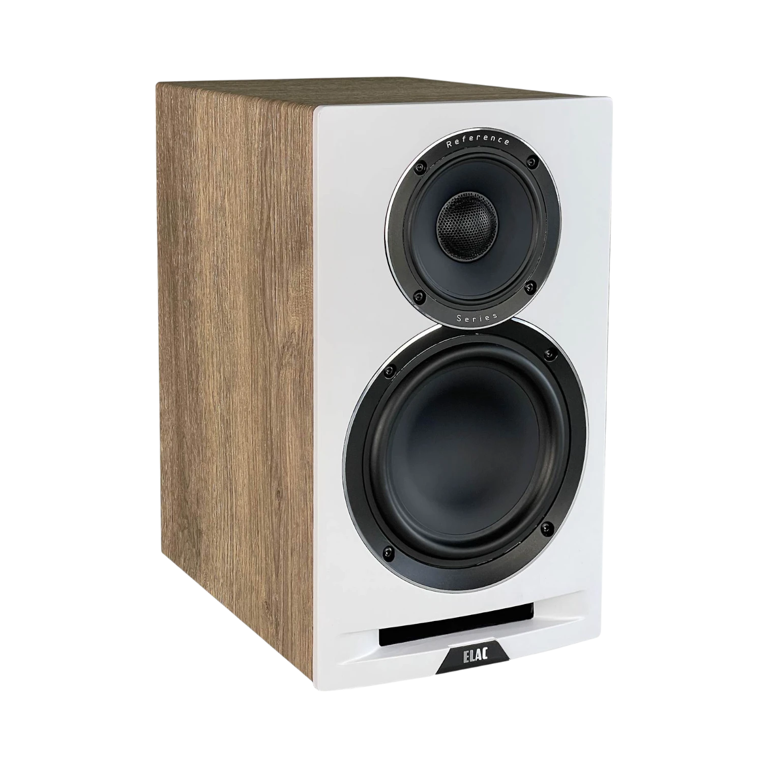 ELAC Uni-Fi Reference UBR62 3-Way Bookshelf Speakers (Satin White with Oak Sides, Pair) — Being Shipped