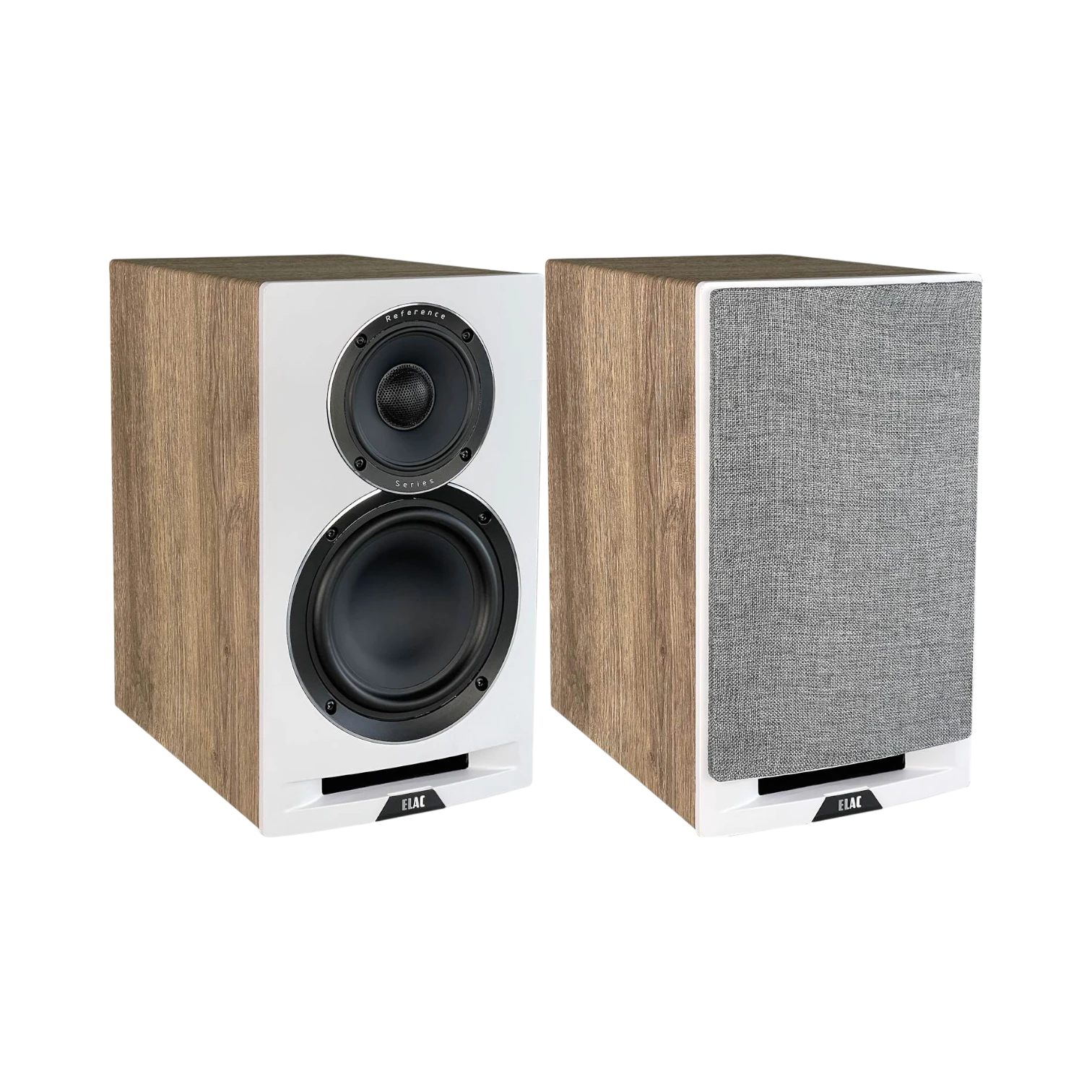 ELAC Uni-Fi Reference UBR62 3-Way Bookshelf Speakers (Satin White with Oak Sides, Pair) — Being Shipped