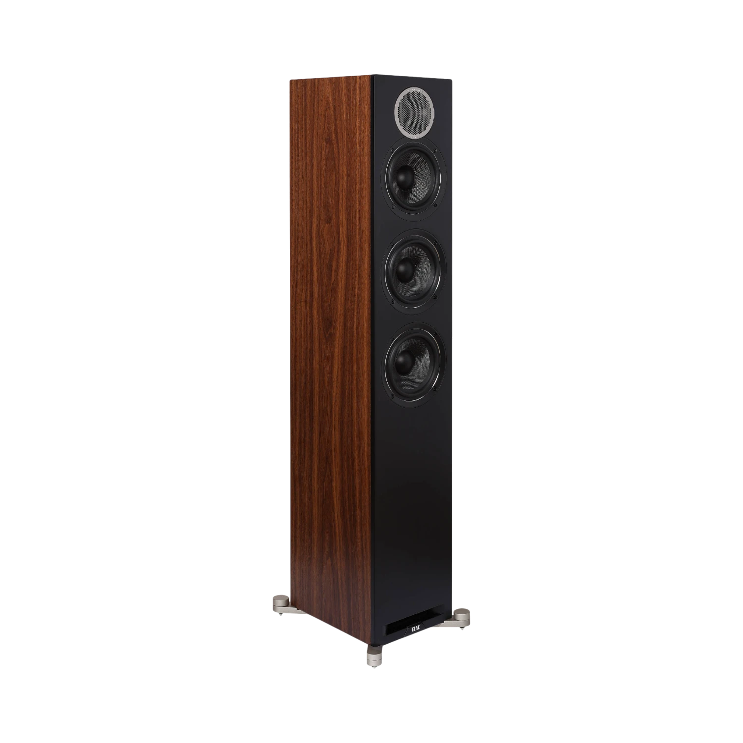 ELAC Debut Reference Three-Way Floorstanding Speaker (Black Baffle, Walnut Cabinet) — Being Shipped