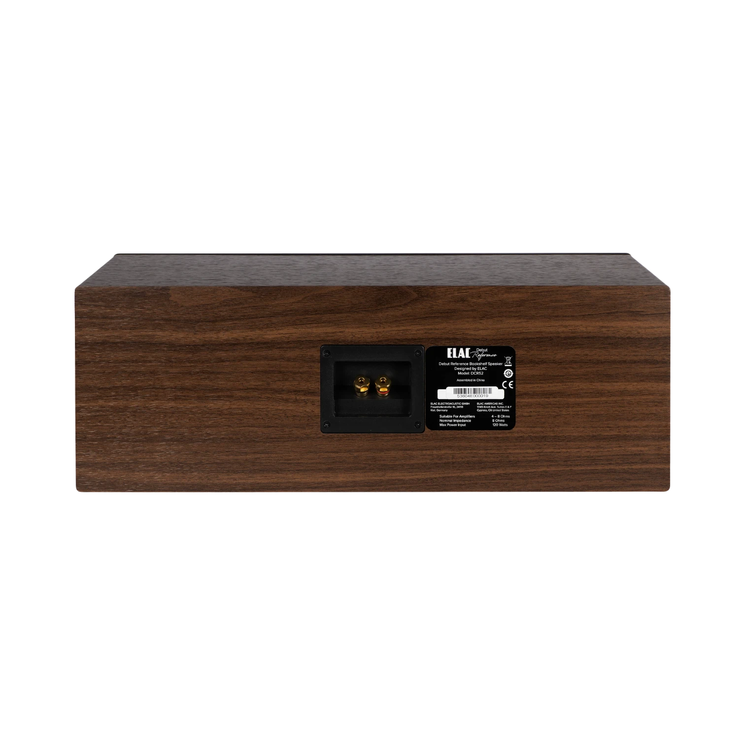 ELAC Debut Reference Two-Way Center Channel Speaker (Black Baffle, Walnut Cabinet) — Being Shipped