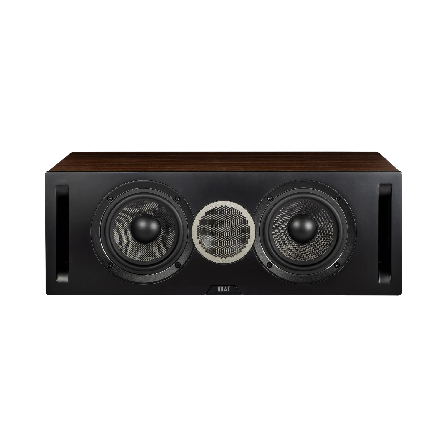 ELAC Debut Reference Two-Way Center Channel Speaker (Black Baffle, Walnut Cabinet) — Being Shipped