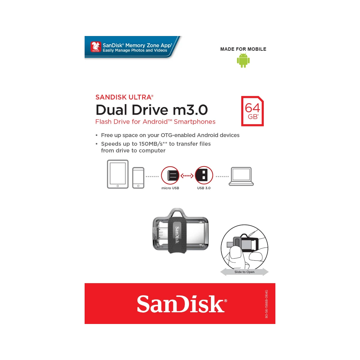 SanDisk Ultra Dual 64GB m3.0 USB 3.0/micro-USB Flash Drive — Being Shipped