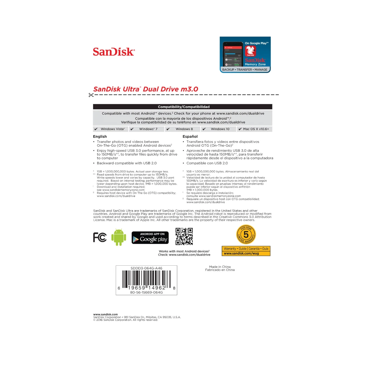 SanDisk Ultra Dual 64GB m3.0 USB 3.0/micro-USB Flash Drive — Being Shipped