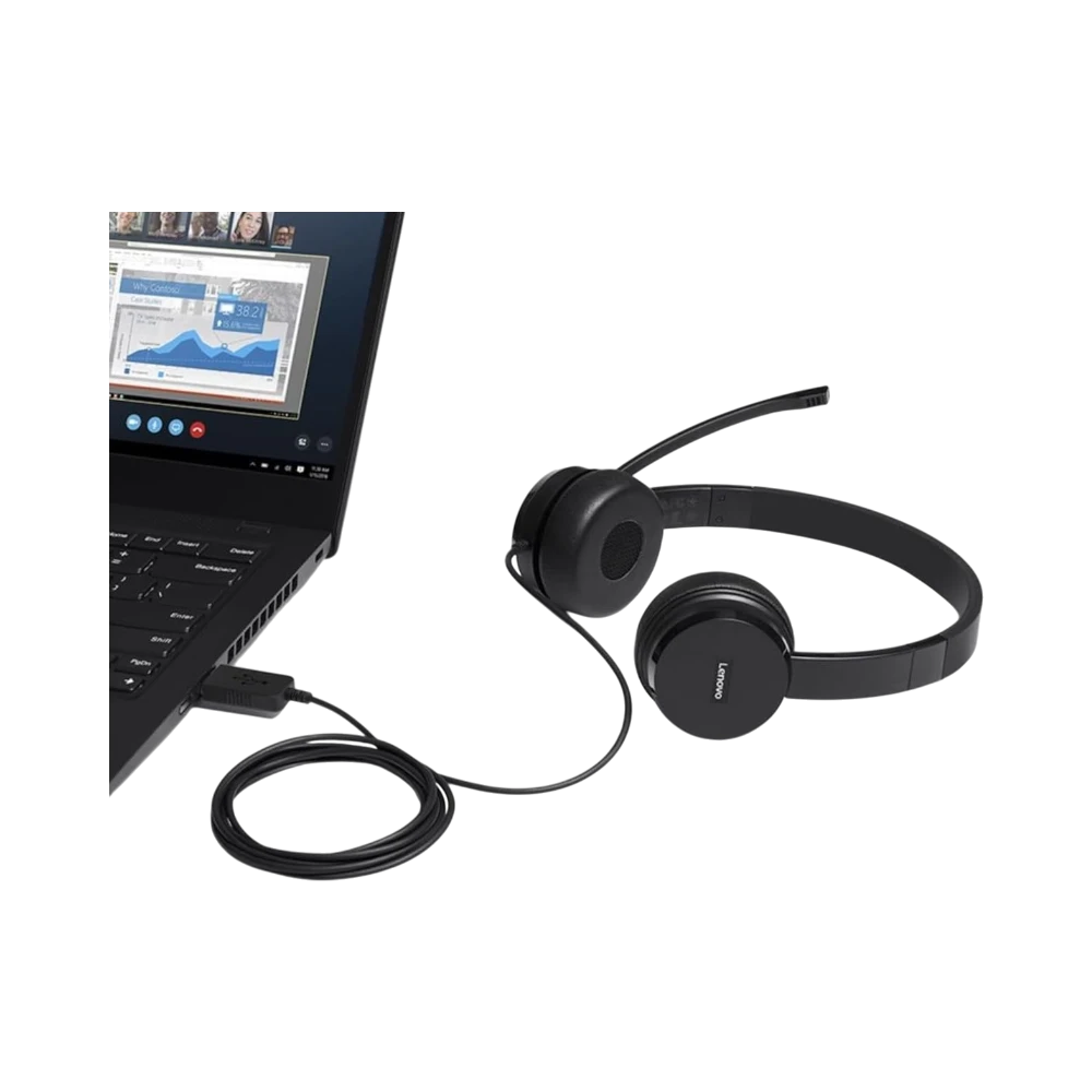 Lenovo 100 Stereo USB Wired Headset with Boom Mic — Being Shipped