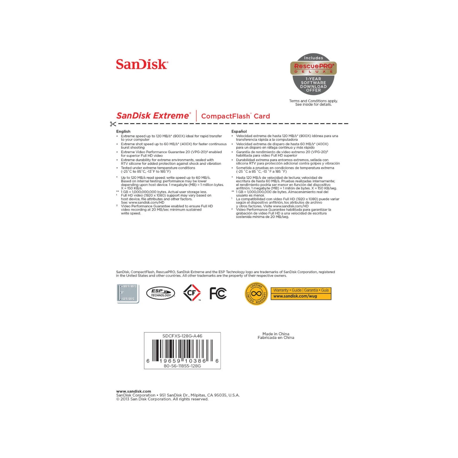 SanDisk Extreme CompactFlash 128GB Memory Card — Being Shipped