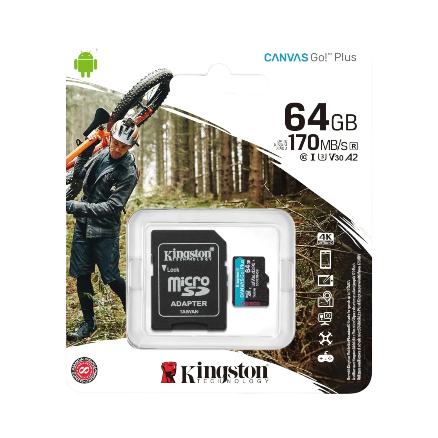 Kingston Canvas Go! Plus 64GB UHS-I microSDXC Memory Card with SD Adapter — Being Shipped