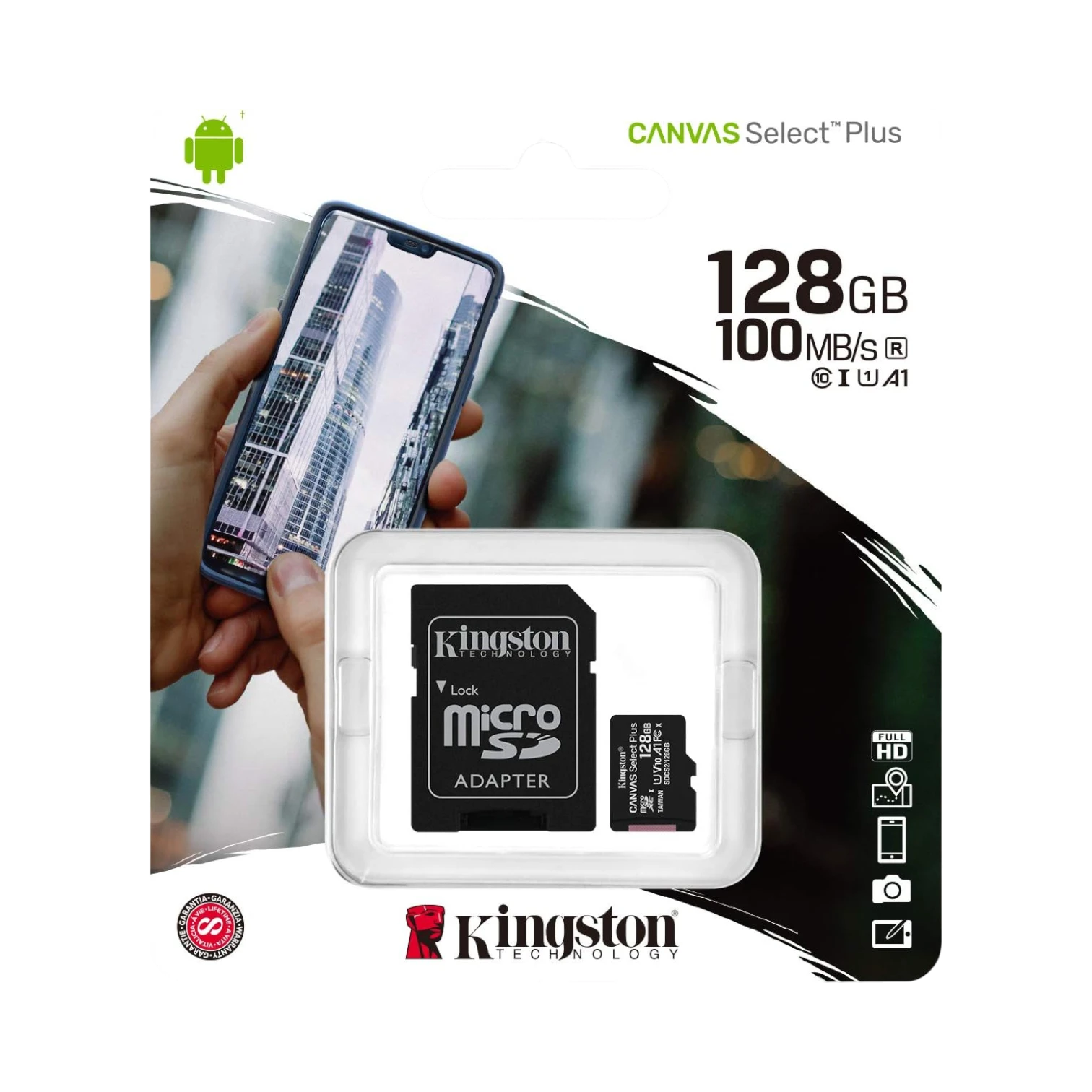 Kingston Canvas Select Plus 128GB UHS-I microSDXC Memory Card with SD Adapter — Being Shipped