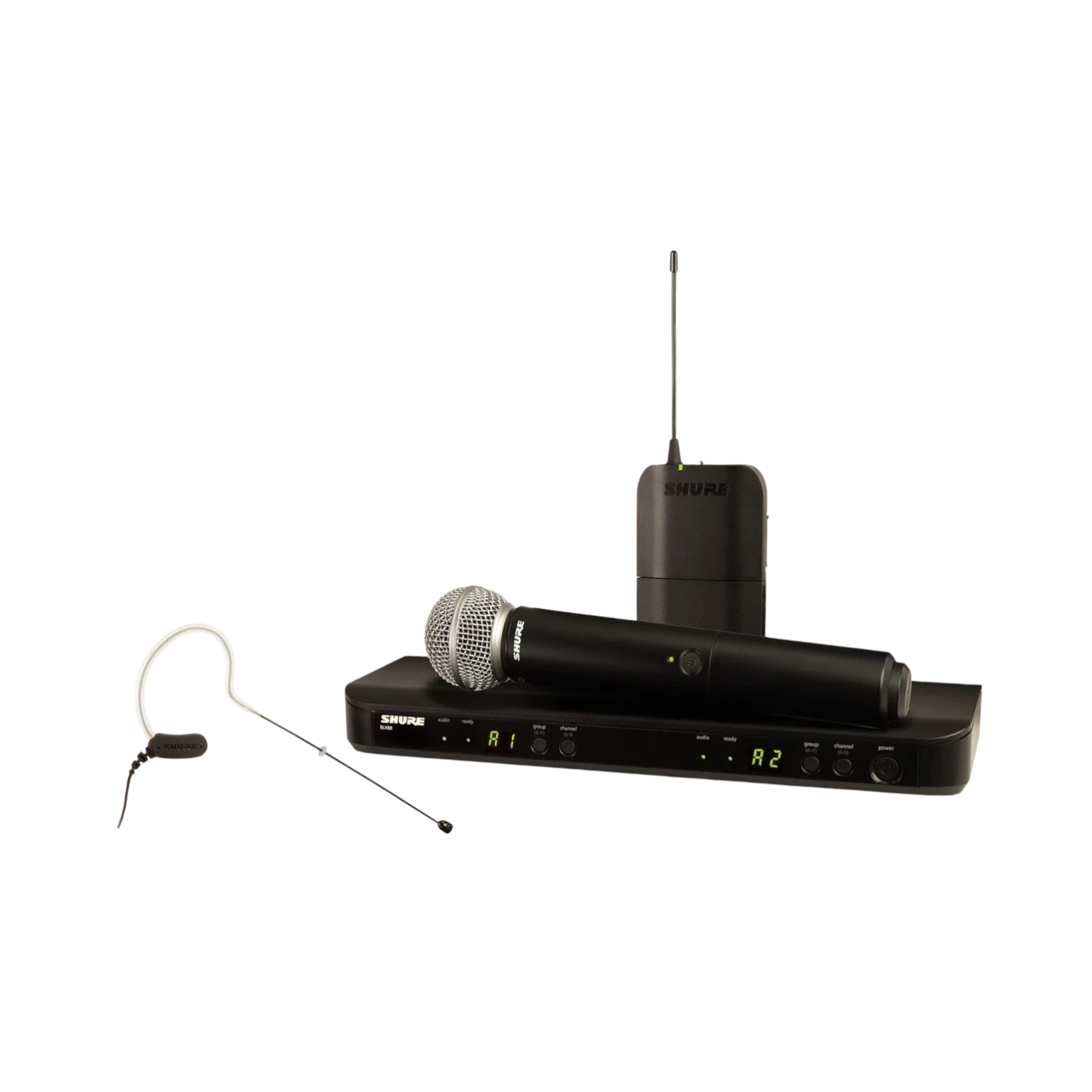 Shure BLX1288/MX153 Dual-Channel Wireless Combo Earset & Handheld Microphone System — Being Shipped