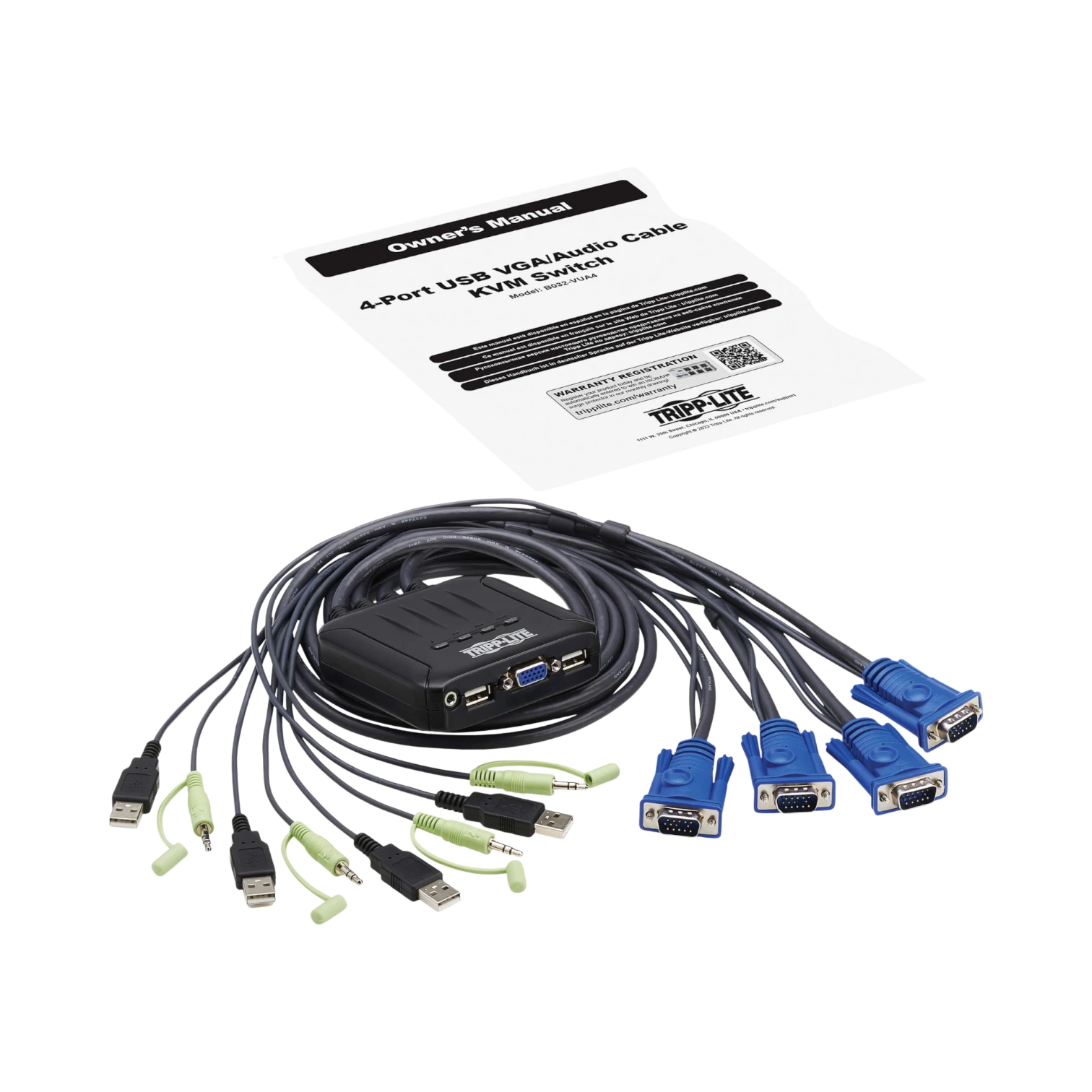 Tripp Lite 4-Port KVM Switch with Built-In VGA, USB, Audio — Being Shipped