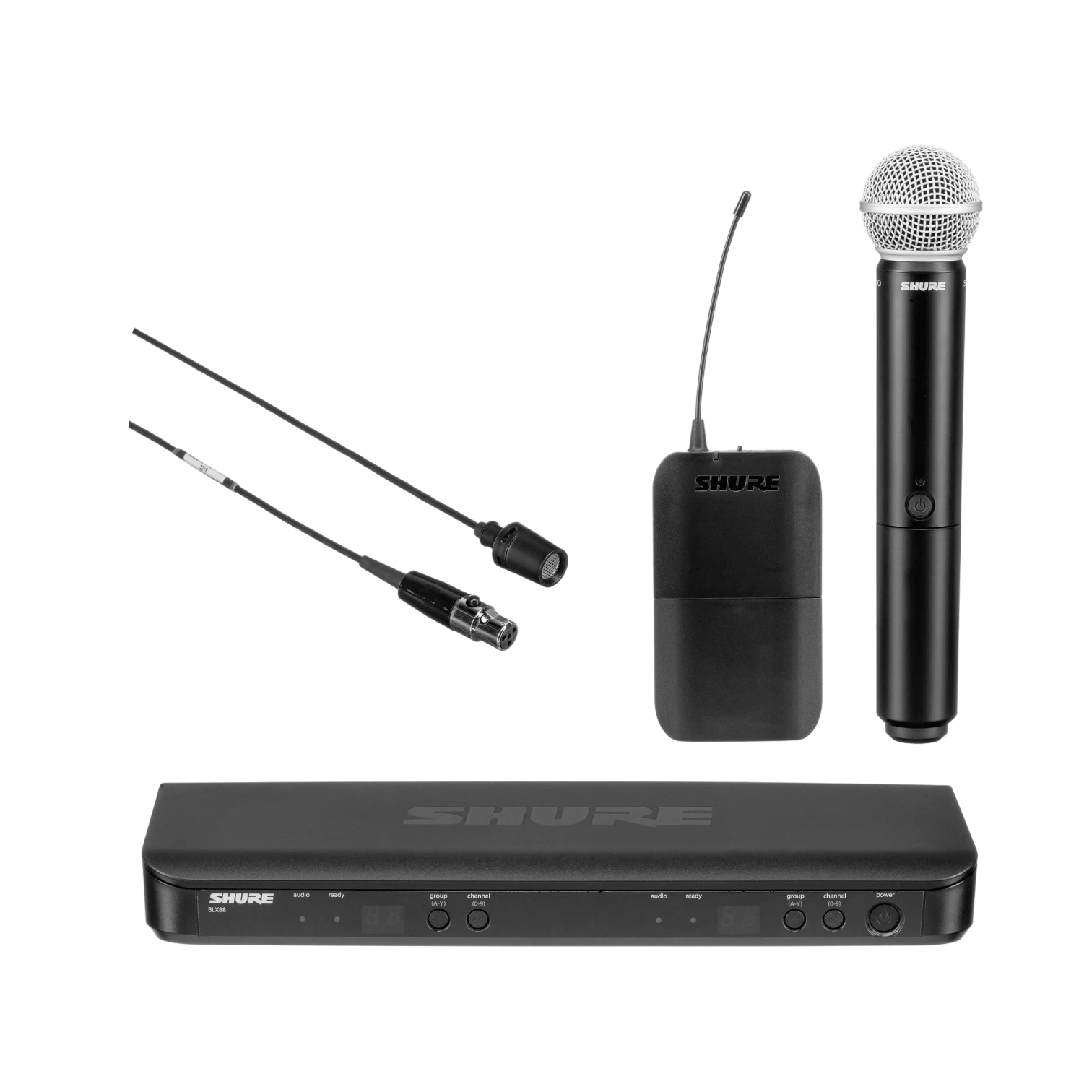 Shure BLX1288/CVL Dual-Channel Wireless Combo Lavalier & Handheld Microphone System — Being Shipped