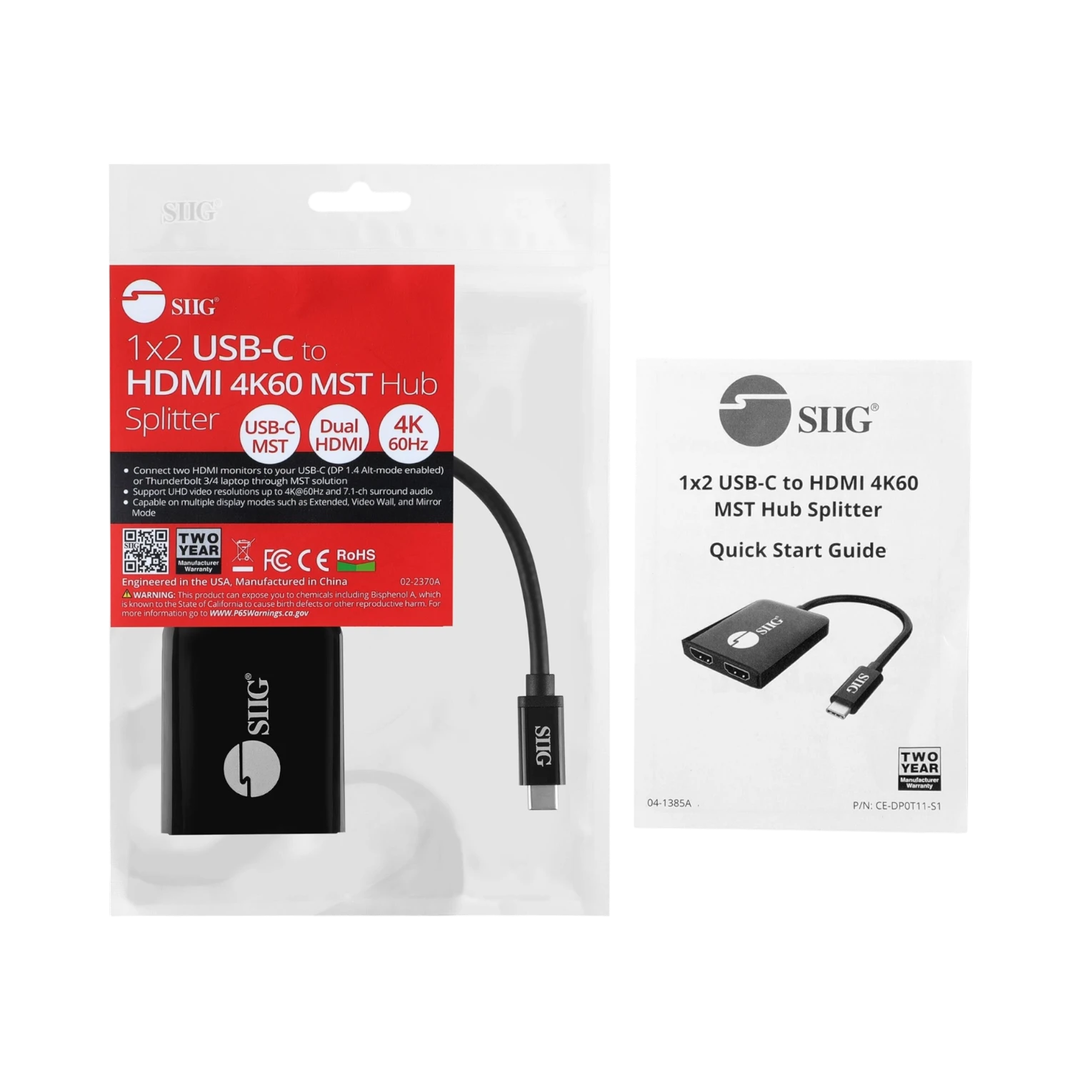 SIIG 1x2 USB-C to HDMI 4K60 MST Hub Splitter — Being Shipped