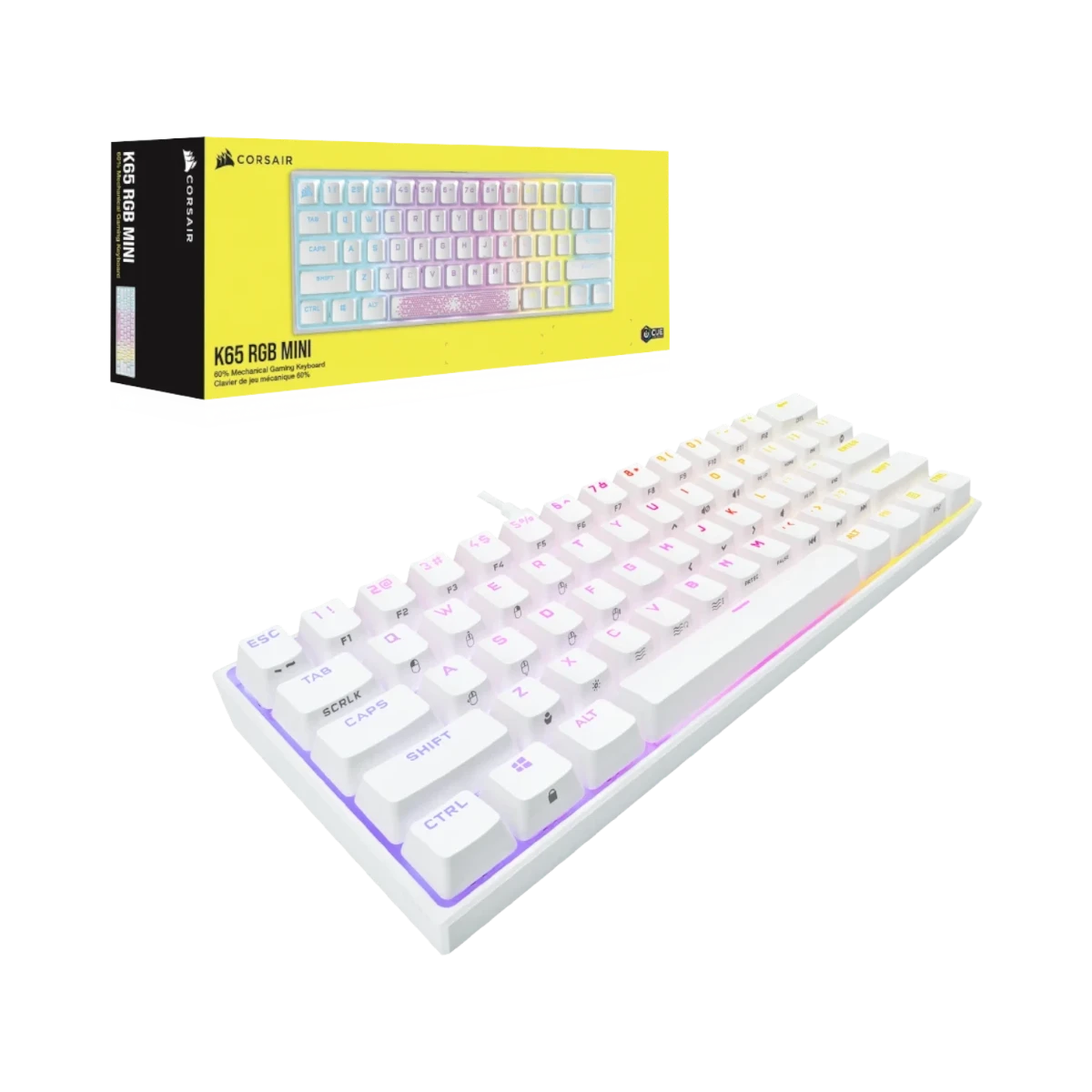 CORSAIR K65 RGB Mini 60% Mechanical Gaming Keyboard (White) — Being Shipped