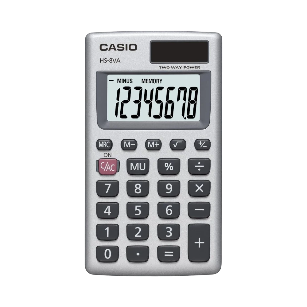 Casio Solar-Powered 8-Digit Pocket Calculator with Metal Faceplate — Being Shipped