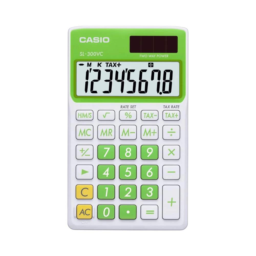 Casio Large Display Solar & Battery-Powered Calculator (Green) — Being Shipped