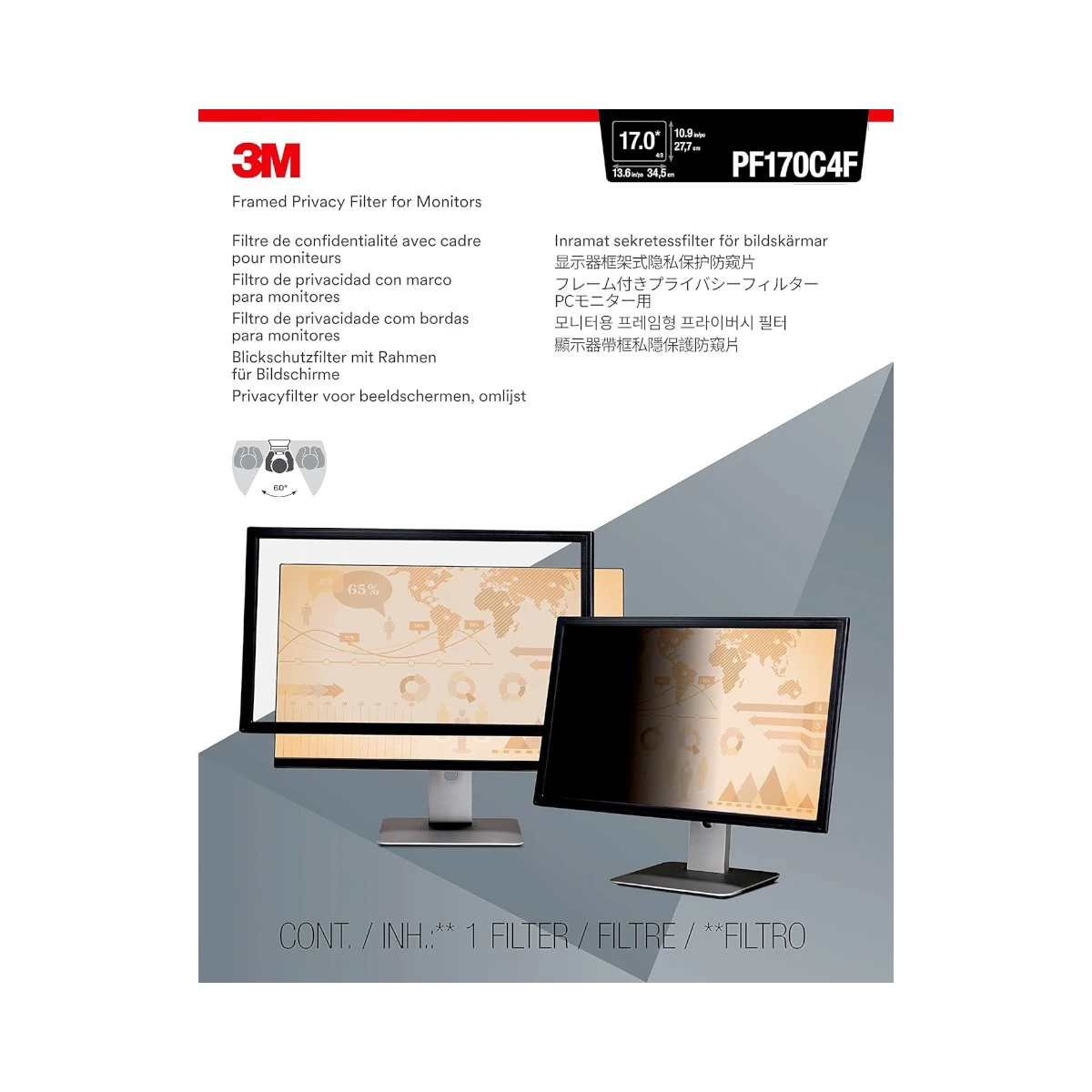 3M 5:4 Framed Privacy Filter for 17" Standard Monitors — Being Shipped