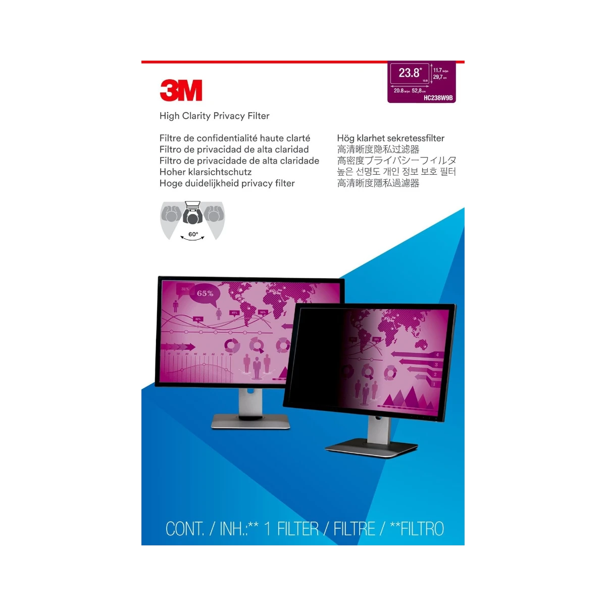 3M High Clarity Privacy Filter for 23.8" Widescreen Monitor — Being Shipped