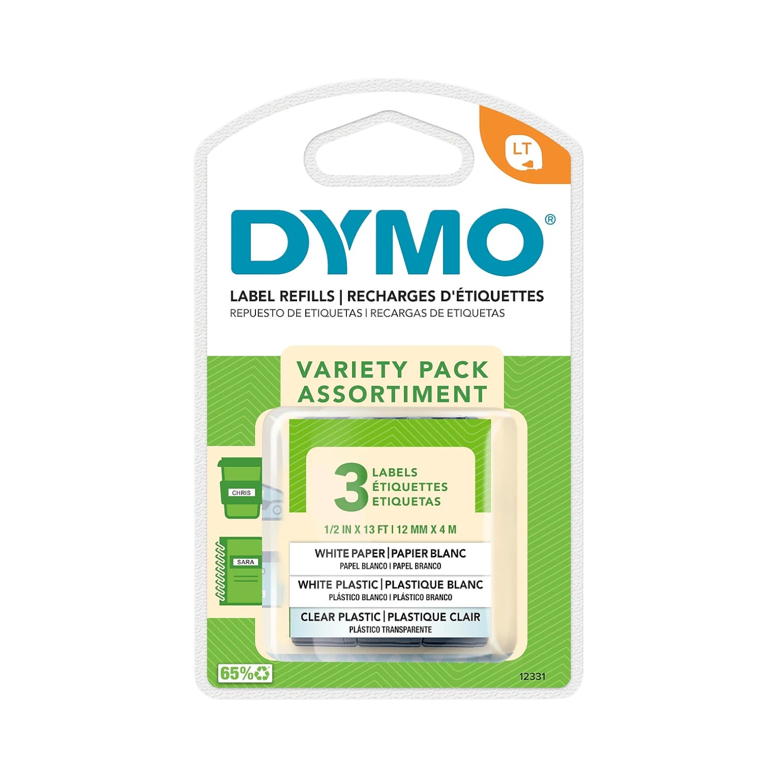 DYMO LetraTag 1/2"x13' Label Tape Variety Pack (3-Pack) — Being Shipped