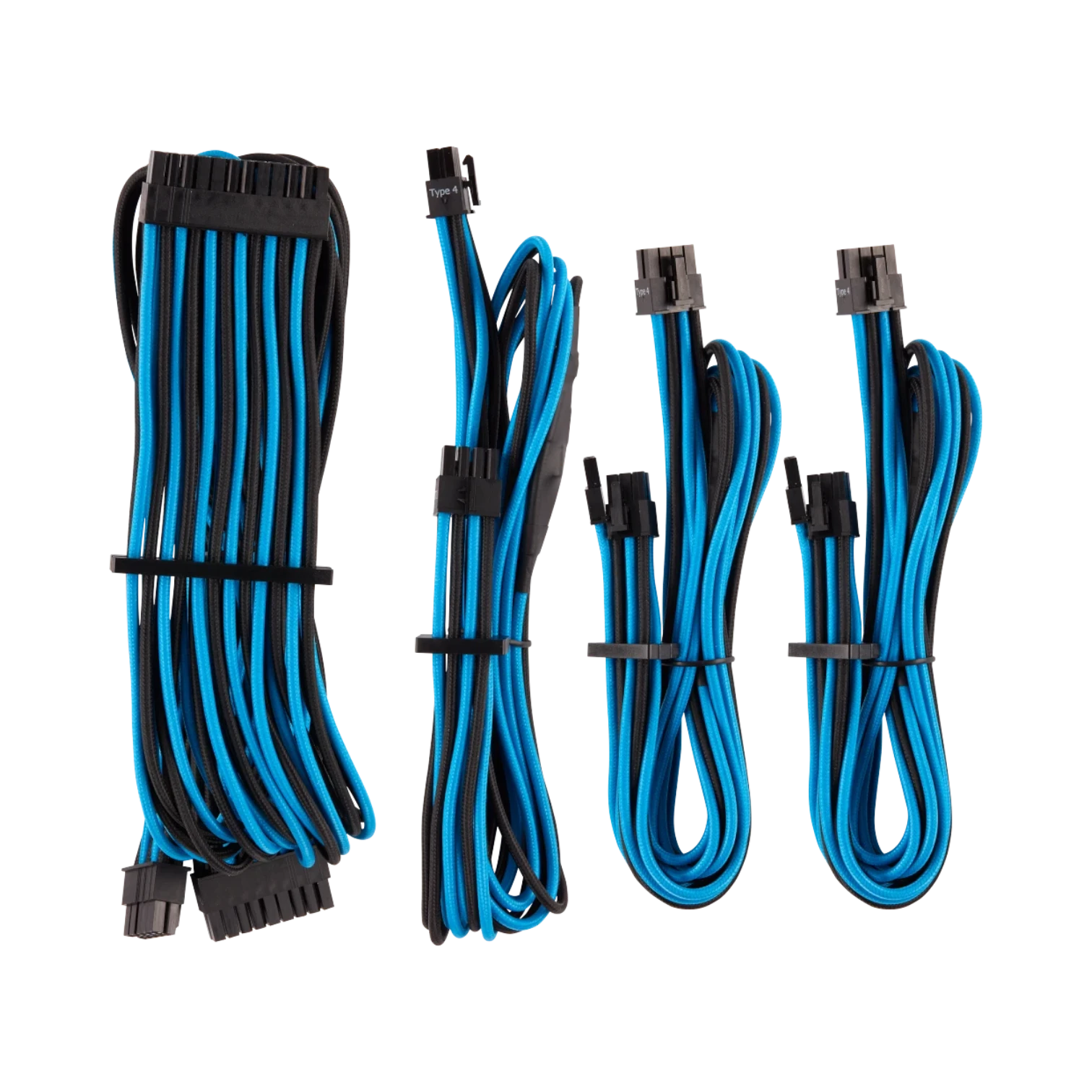 Corsair Premium Individually Sleeved PSU Cables Starter Kit Type 4 Gen 4 (Blue/Black) — Being Shipped