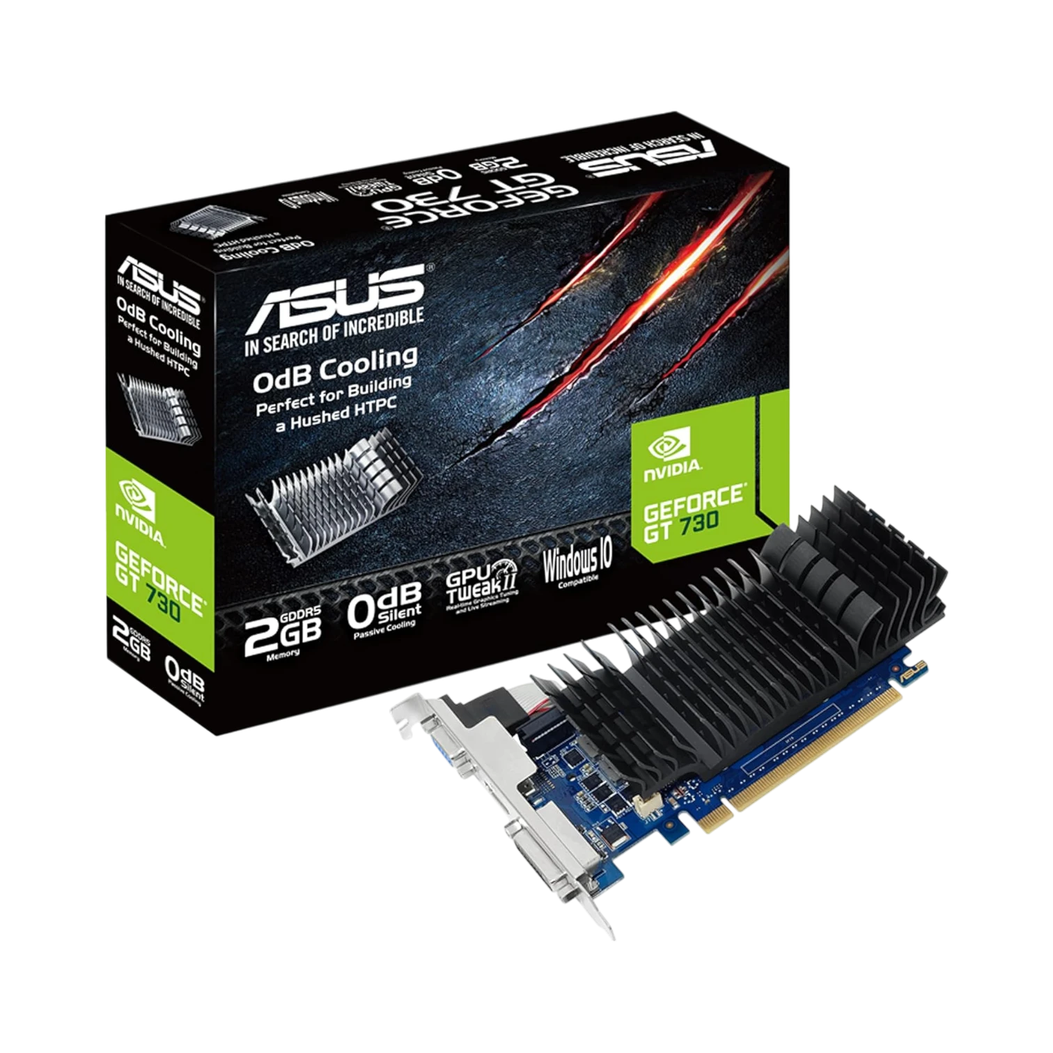 ASUS GeForce GT 730 2GB GDDR5 Low Profile Graphic Card for Silent HTPC build (with I/O port brackets) — Being Shipped