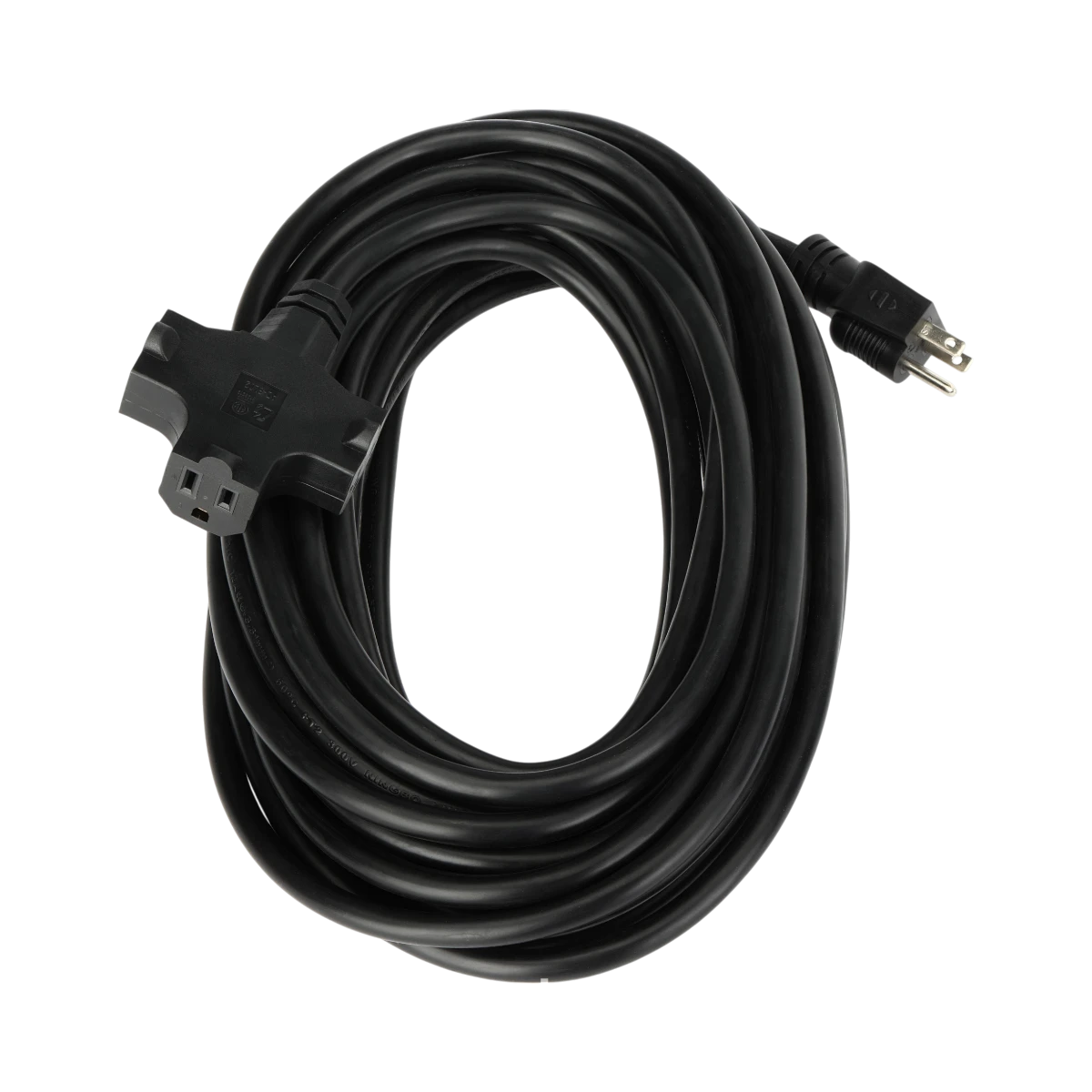 ADJ Accu-Cable 3-Wire Edison AC Extension Cord with Three Plugs (12 AWG, Black, 50') — Being Shipped