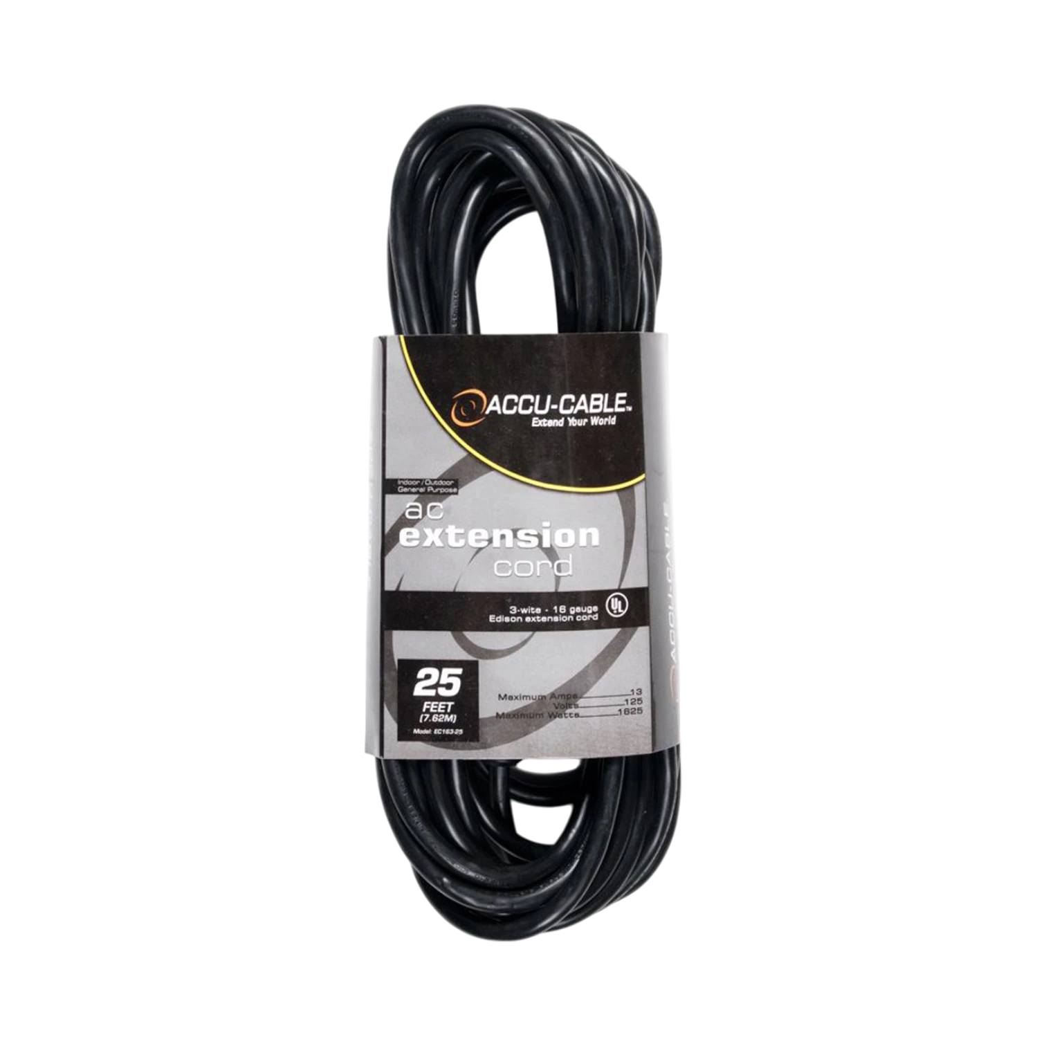 ADJ Accu-Cable EC-163 25' 16/3 AWG Edison AC Extension Cord — Being Shipped