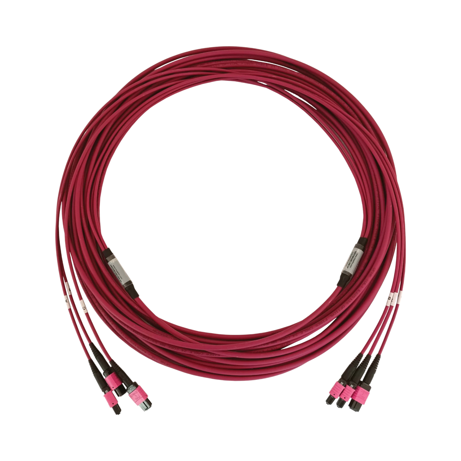 Tripp Lite 40/100/400G Multimode 50/125 OM4 Fiber Optic Cable (3x8F MTP/MPO-PC F/F), Magenta, 15m (49.2 ft.) — Being Shipped