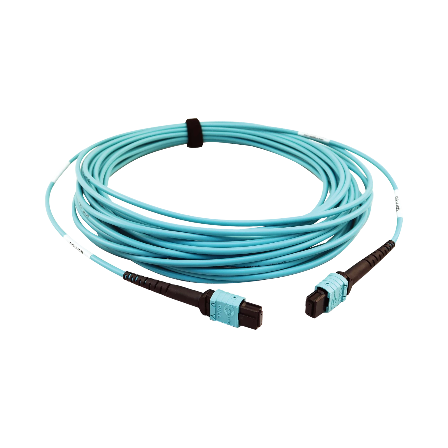 Tripp Lite 400G Multimode 50/125 OM4 Plenum-Rated Fiber Optic Cable, 24F MTP/MPO-PC (F/F), Aqua, 10m — Being Shipped