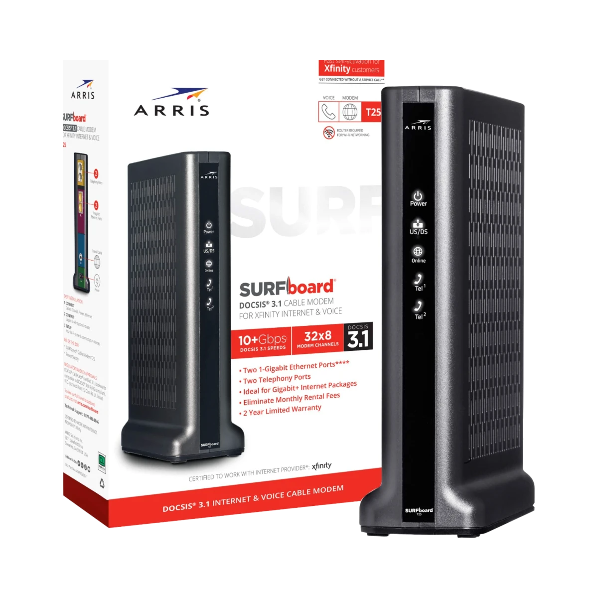 ARRIS SURFboard DOCSIS 3.1 Cable Modem for Xfinity Internet & Voice (Black) — Being Shipped