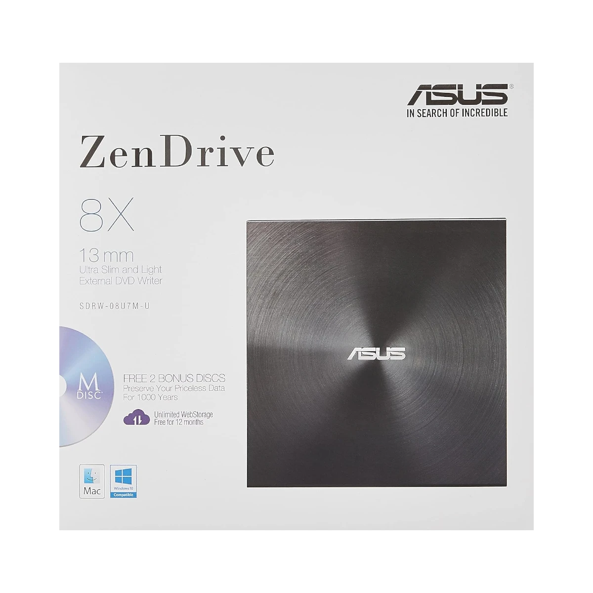 ASUS ZenDrive U7M External Ultra-Slim DVD Writer with M-Disc Support — Being Shipped