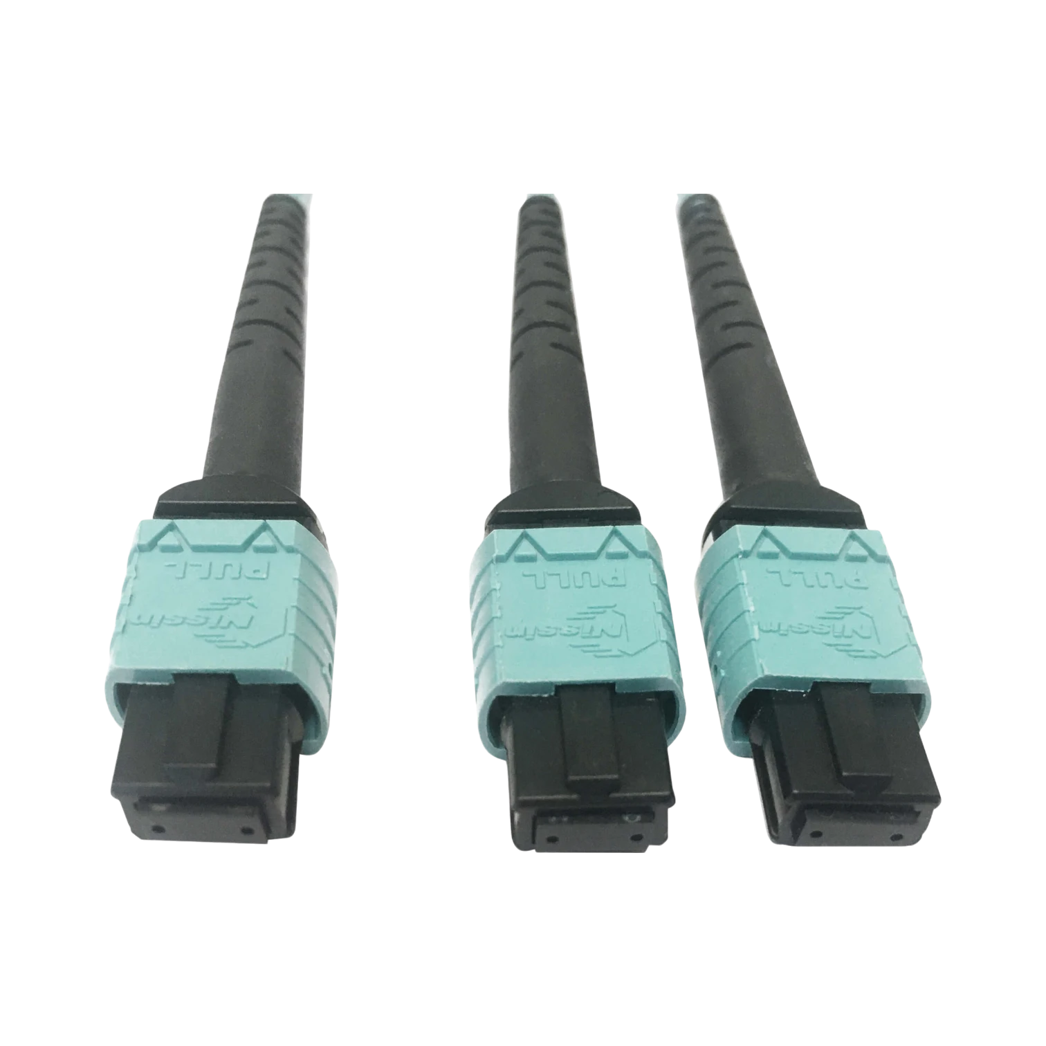 Tripp Lite 400G Multimode 50/125 OM4 Plenum Fiber Optic Cable, 24F MTP/MPO-PC to (x2) 12F MTP/MPO-PC (F/F), Aqua, 1 m — Being Shipped