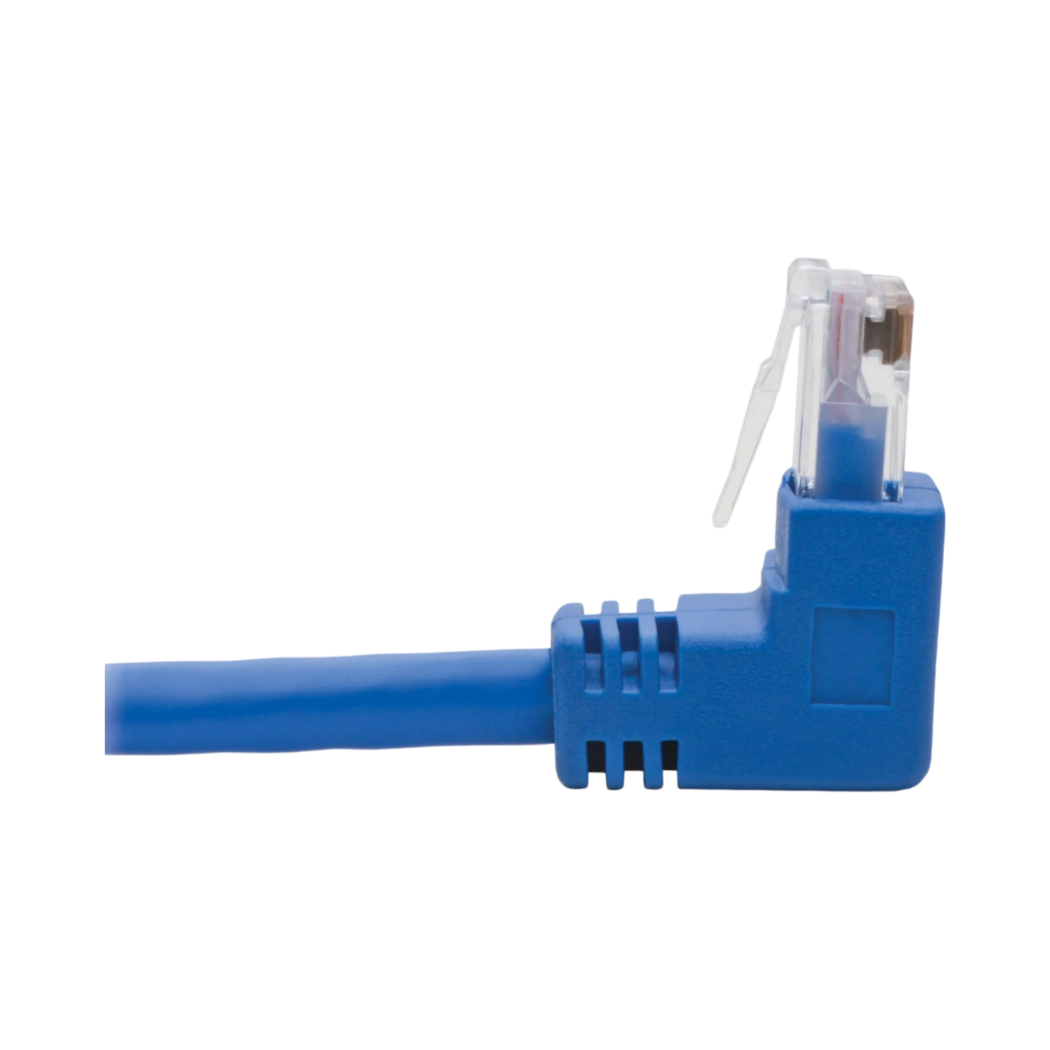 Tripp Lite Down-Angle Cat6 Gigabit Molded UTP Ethernet Cable (RJ45 Right-Angle Down M to RJ45 M), Blue, 1 ft. (0.31 m) — Being Shipped