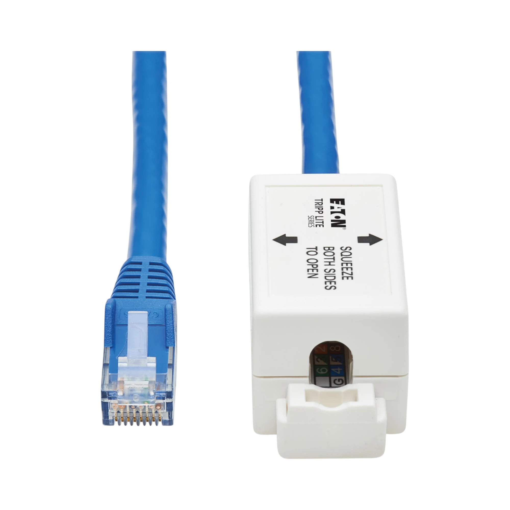 Tripp Lite Cat6a Keystone Jack Cable Assembly, Shielded, PoE+, RJ45 M/F, 18-in. (45.72 cm), Blue, TAA — Being Shipped