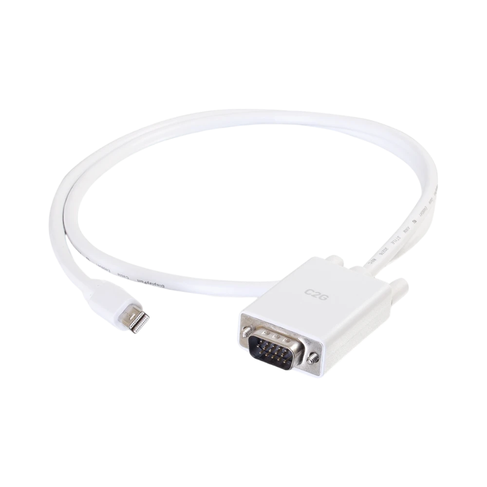 C2G 3ft (0.9m) Mini DisplayPort Male to VGA Male Active Adapter Cable, White — Being Shipped