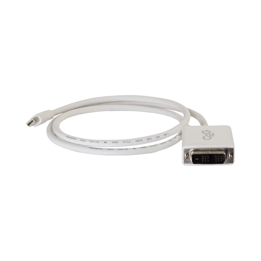 C2G 3ft (0.9m) Mini DisplayPort Male to Single Link DVI-D Male Adapter Cable, White — Being Shipped