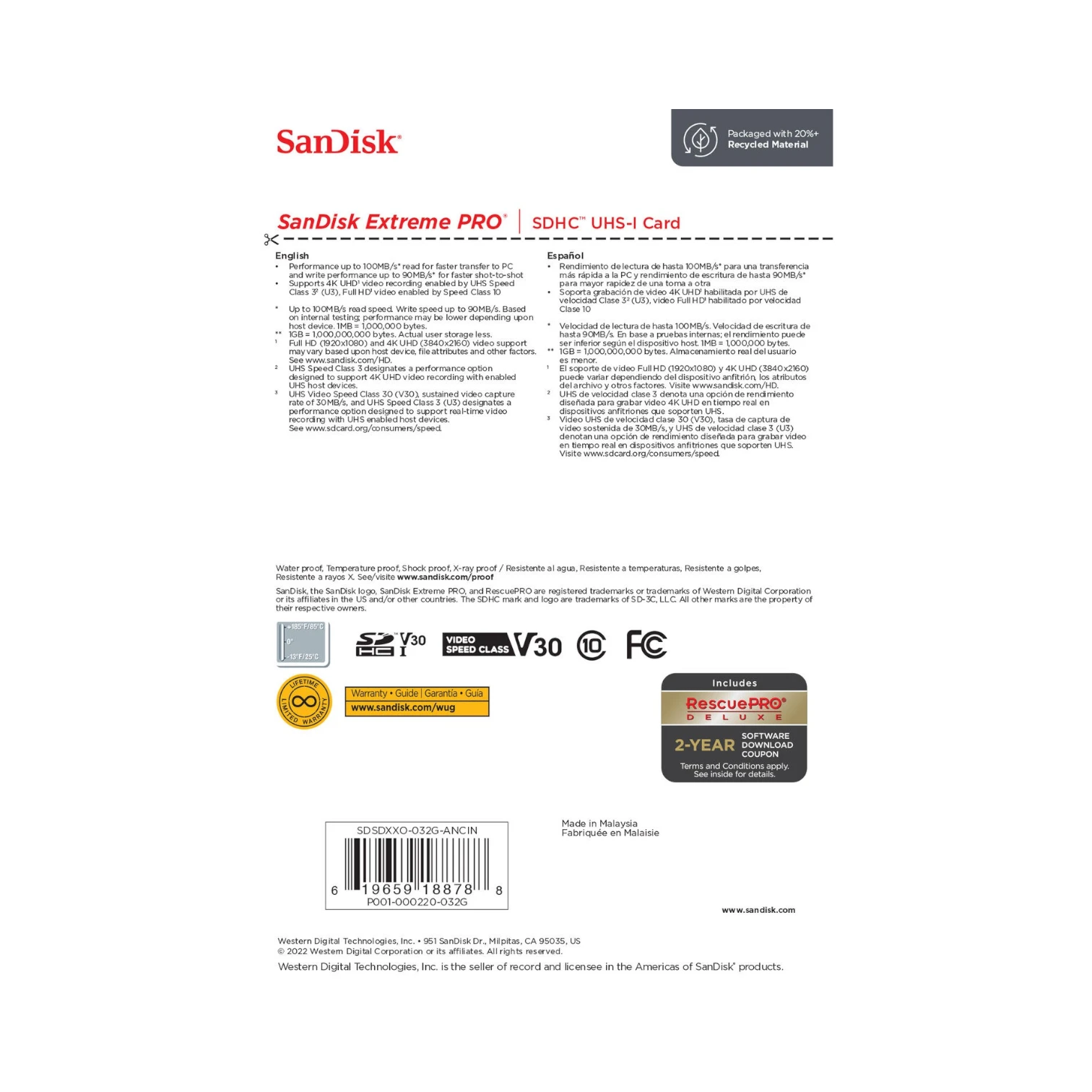 SanDisk Extreme PRO 32GB UHS-I SDHC Memory Card — Being Shipped