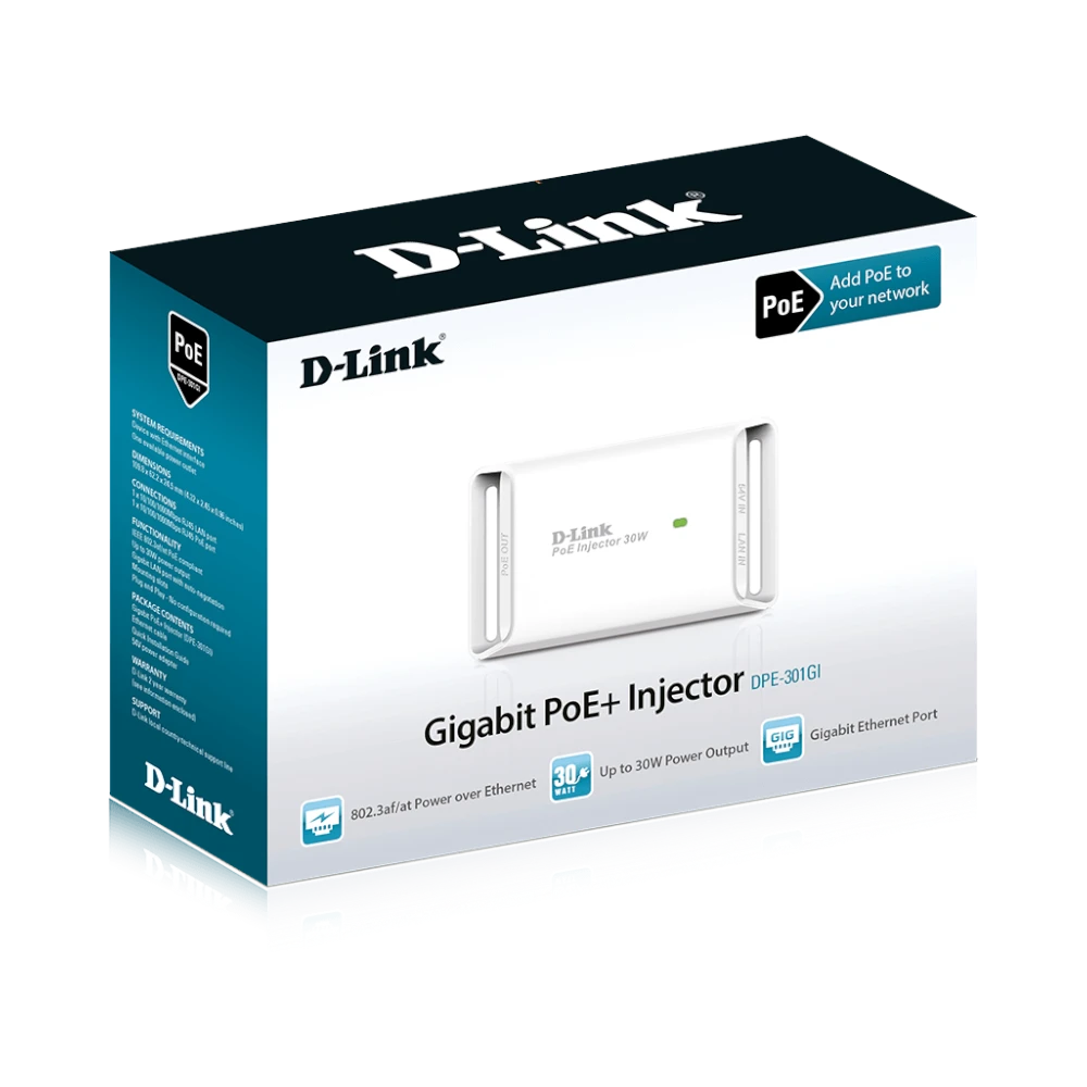 D-Link DPE-301GI 1-Port Gigabit PoE+ Injector — Being Shipped