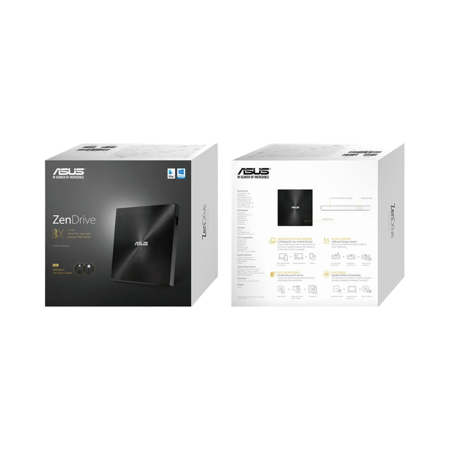 ASUS ZenDrive U9M External DVD Writer (Black) — Being Shipped