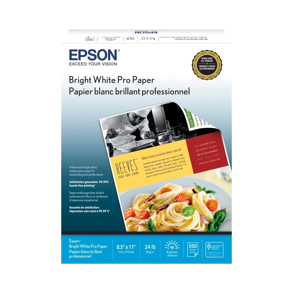 Epson Bright White Paper (8.5 x 11", 500 Sheets) — Being Shipped