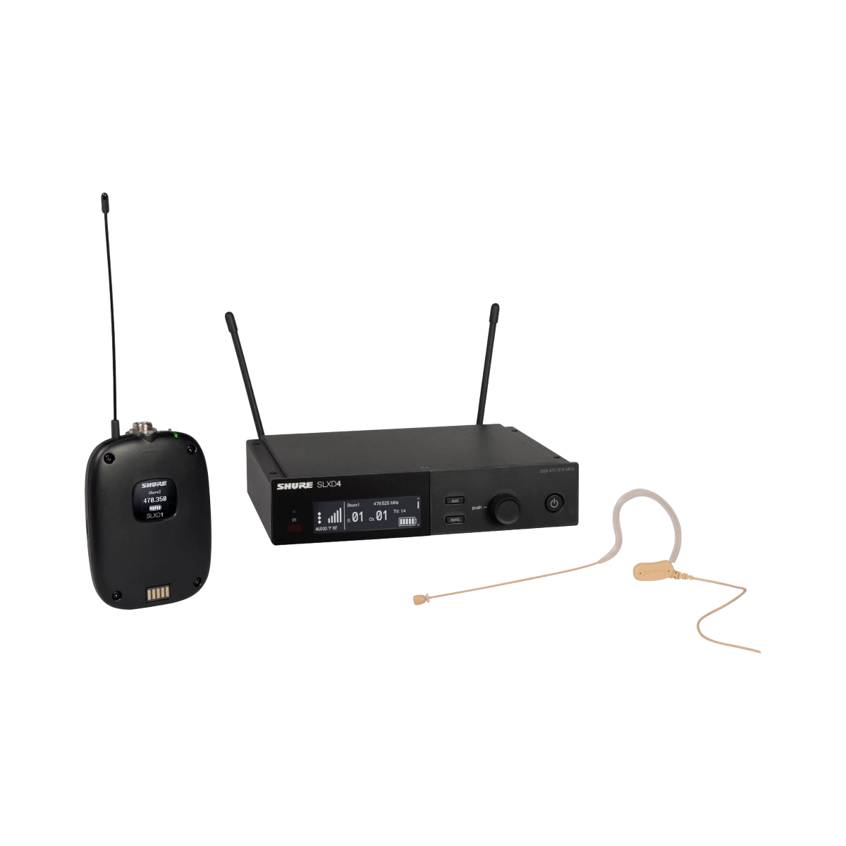 Shure SLXD14/153T Digital Wireless Omni Earset Microphone System (J52: 558 to 602 + 614 to 616 MHz) — Being Shipped