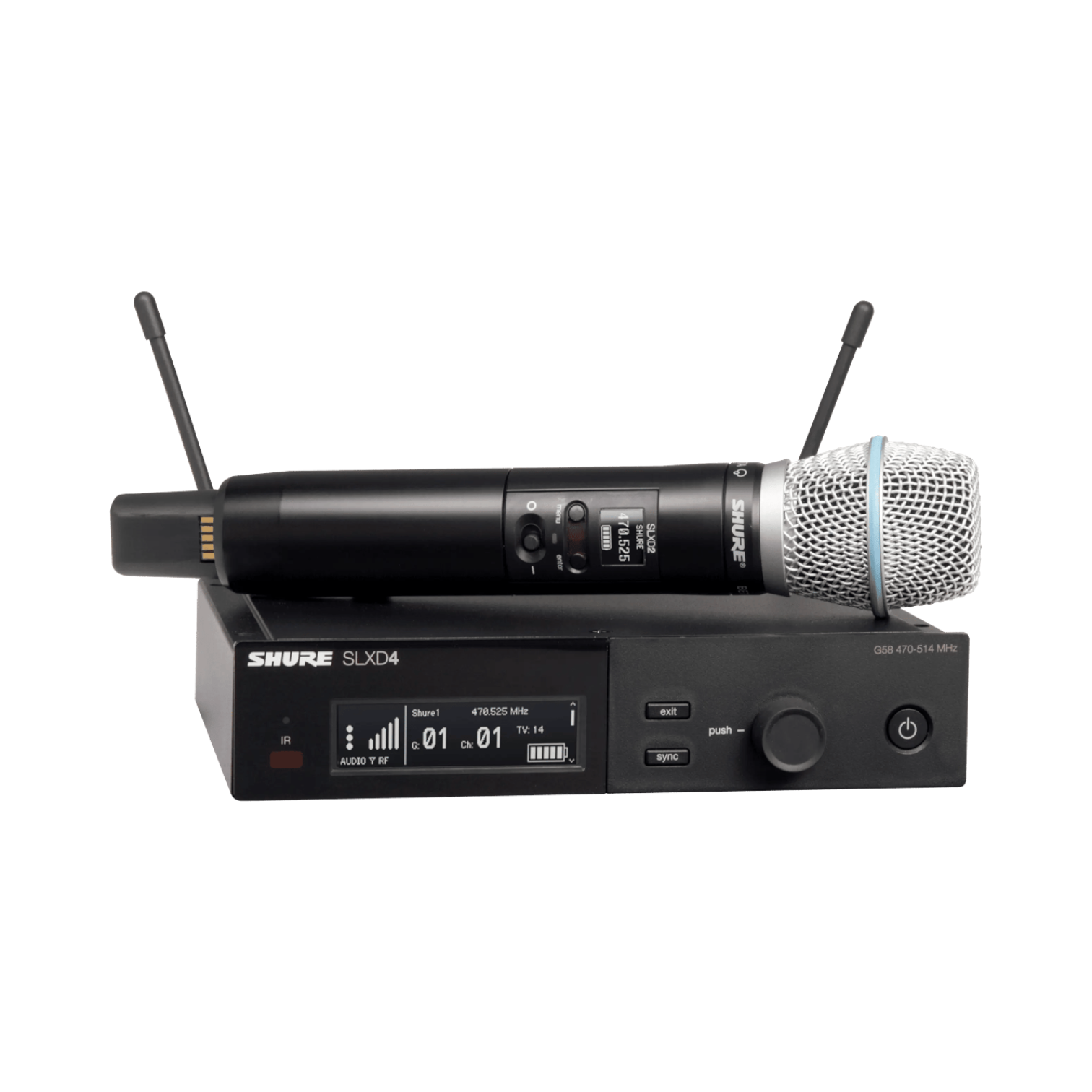 Shure SLXD24/B87A Digital Wireless Handheld Microphone System with Beta 87A Capsule (J52: 558 to 602 + 614 to 616 MHz) — Being Shipped