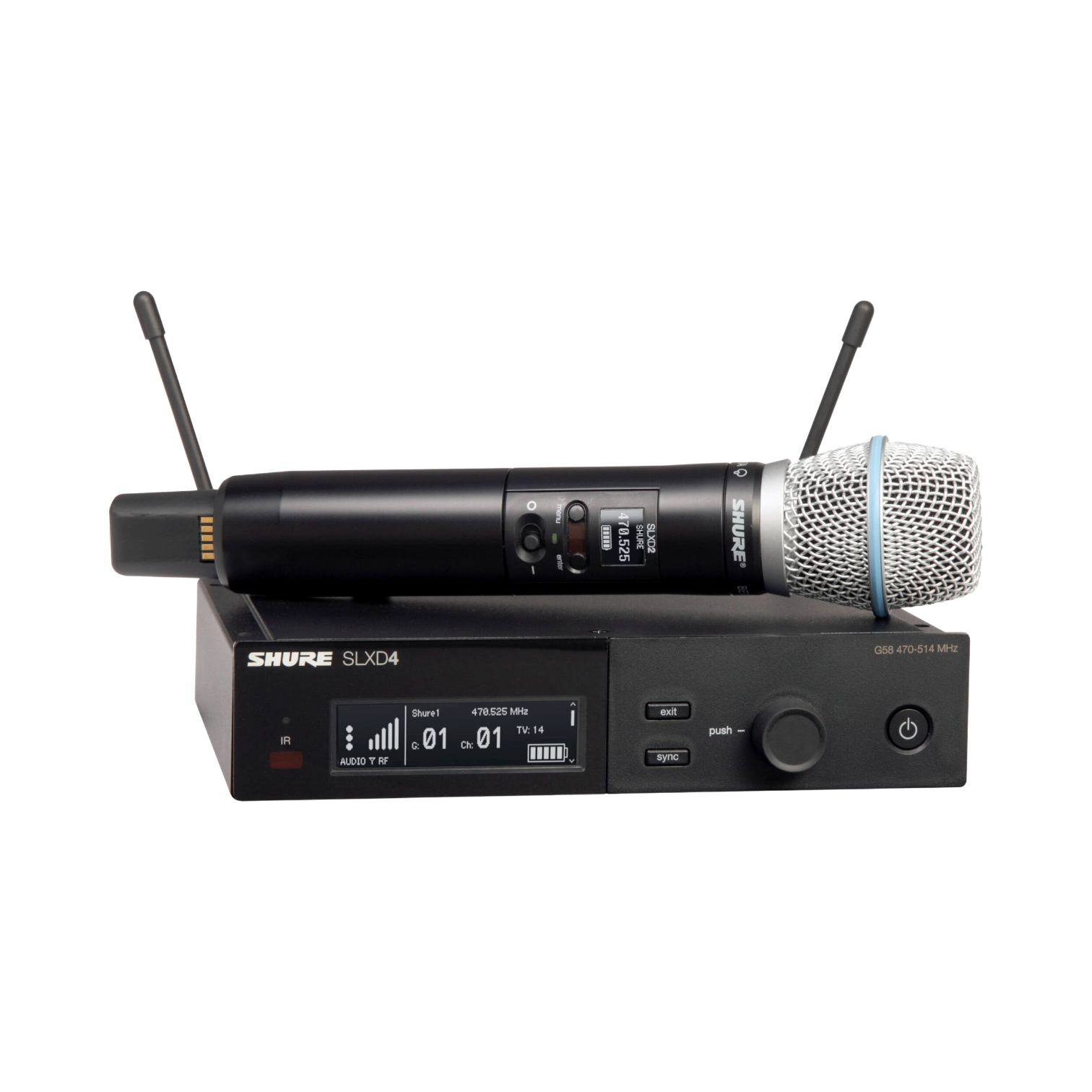 Shure SLXD24/B87A Digital Wireless Handheld Microphone System with Beta 87A Capsule (H55: 514 to 558 MHz) — Being Shipped