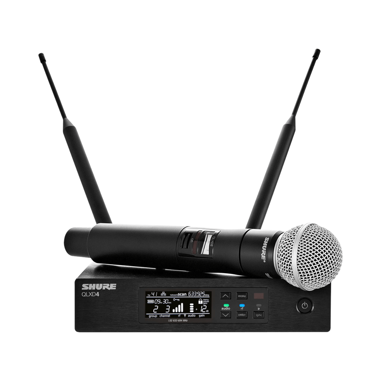 Shure QLXD2/SM58 Digital Handheld Wireless Microphone Transmitter with SM58 Capsule (J50A: 572 to 608 + 614 to 616 MHz) — Being Shipped