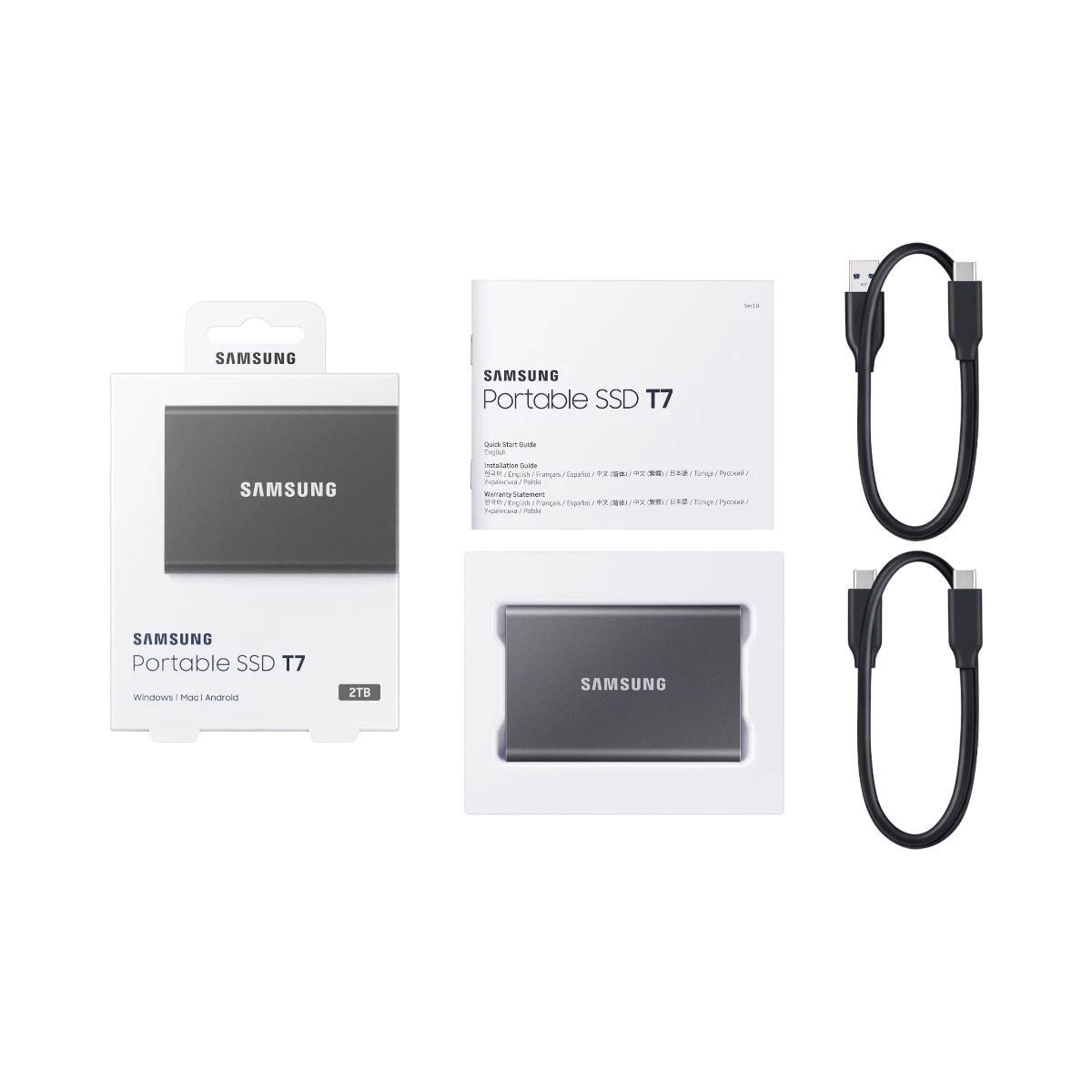 Samsung T7 USB 3.2 1050 MB/s 2TB Portable SSD (Titan Gray) — Being Shipped