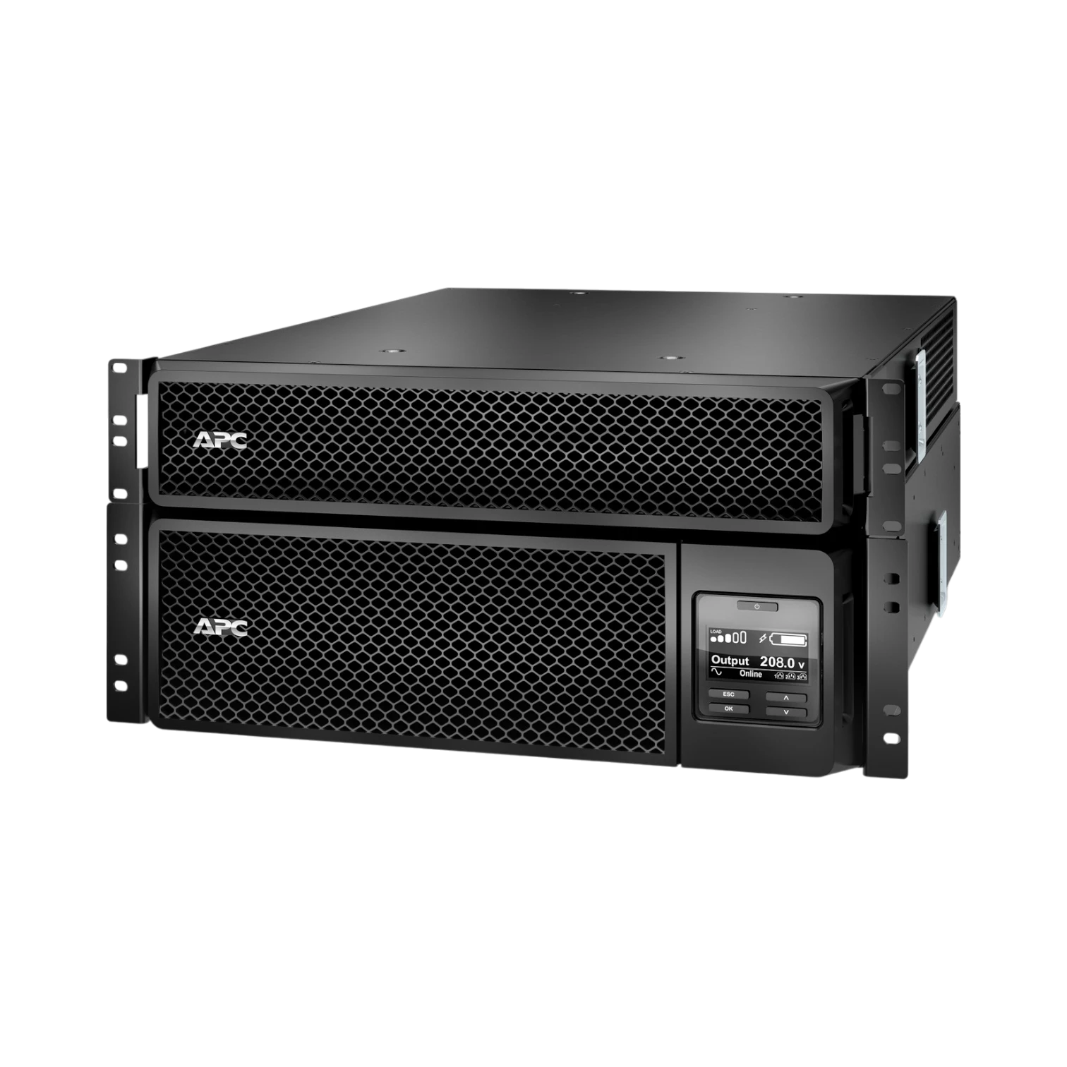 APC Smart-UPS On-Line, 5kVA, Rackmount 5U, 208V, 12 5-20R+2 L6-20R+2 L6-30R NEMA, Network Card+SmartSlot, W/ rail kit, W/ transformer 208V to 120V — Being Shipped