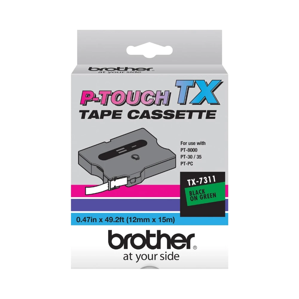 Brother 0.47"x50' Black on Green Laminated Tape for P-Touch Labelers — Being Shipped