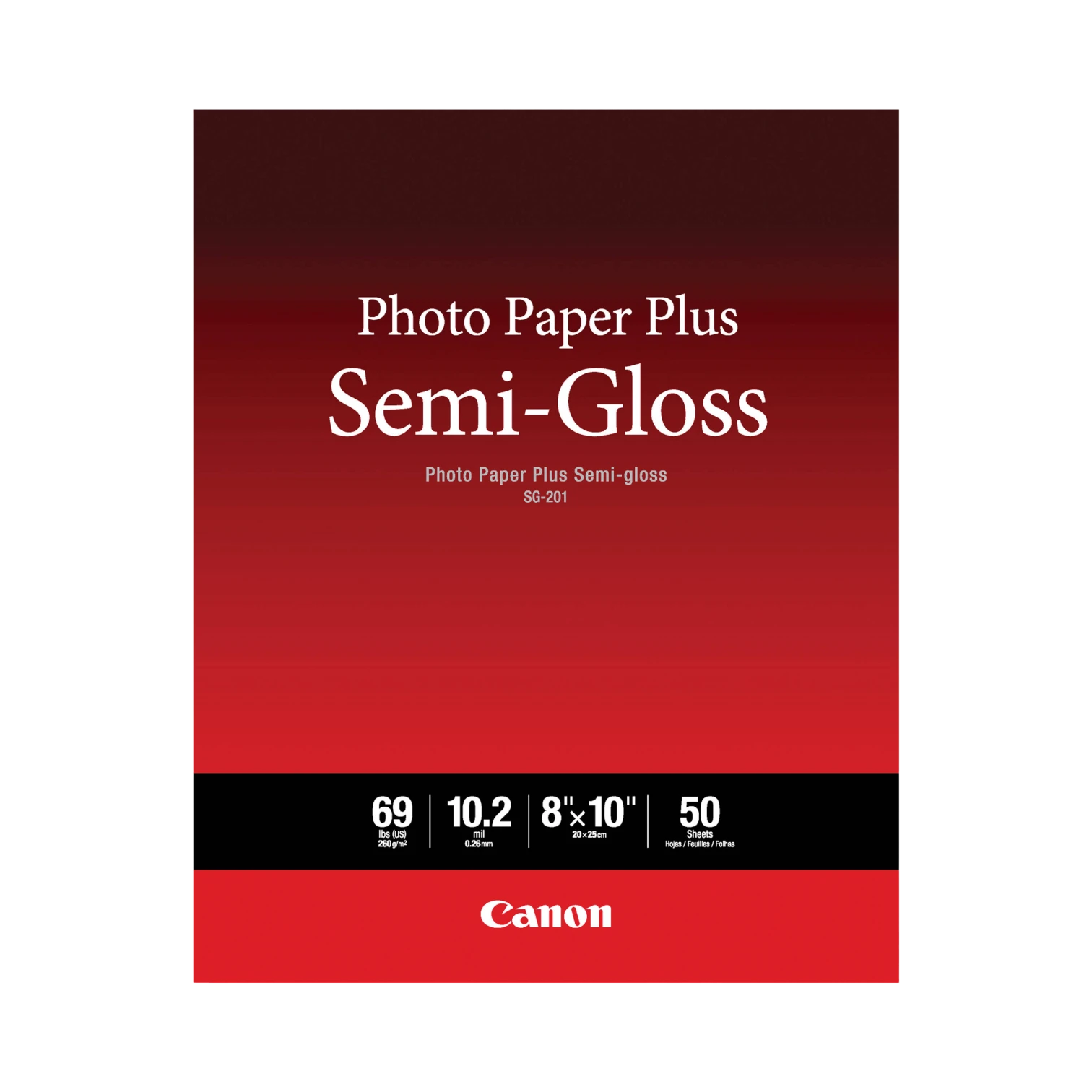 Canon SG-201 Photo Paper Plus Semi-Gloss (8 x 10", 50 Sheets) — Being Shipped