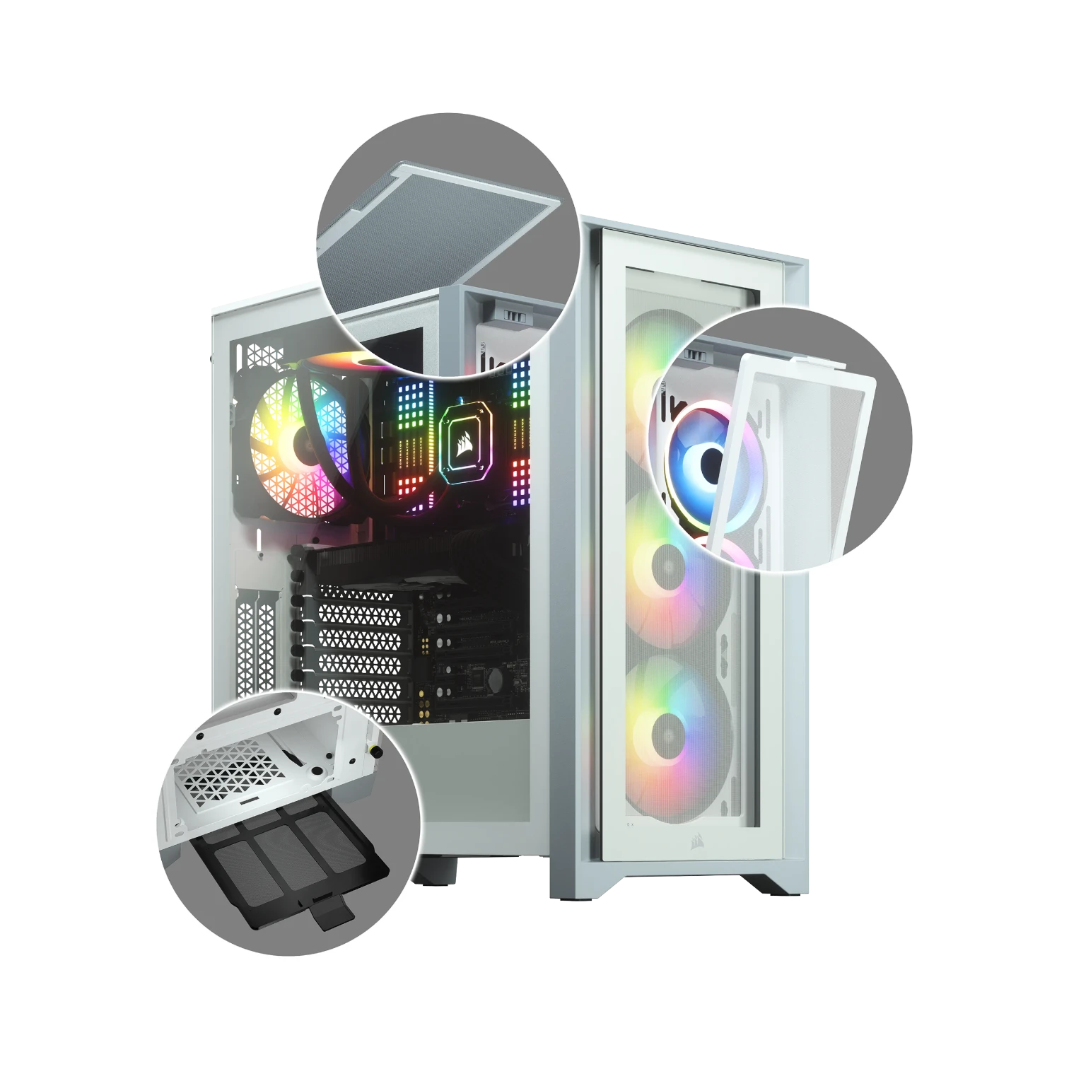 CORSAIR iCUE 4000X RGB Mid-Tower ATX Desktop PC Case (White) — Being Shipped