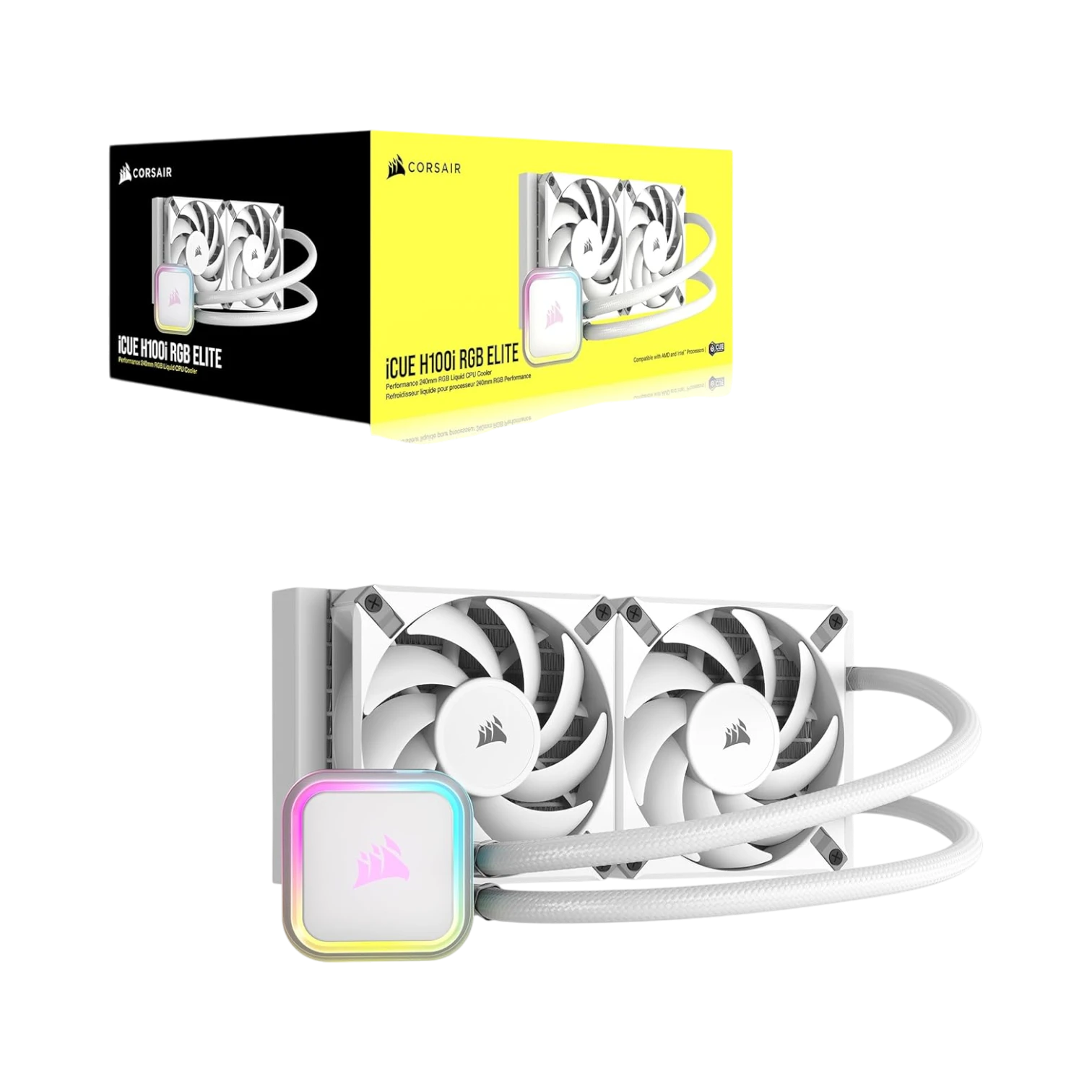 CORSAIR iCUE H100i RGB ELITE Liquid CPU Cooler (White) — Being Shipped