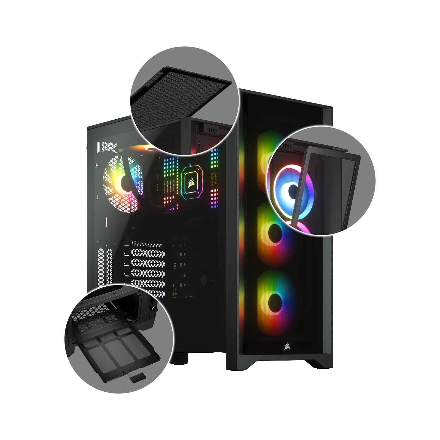 CORSAIR iCUE 4000X RGB Mid-Tower ATX Desktop Case (Black) — Being Shipped