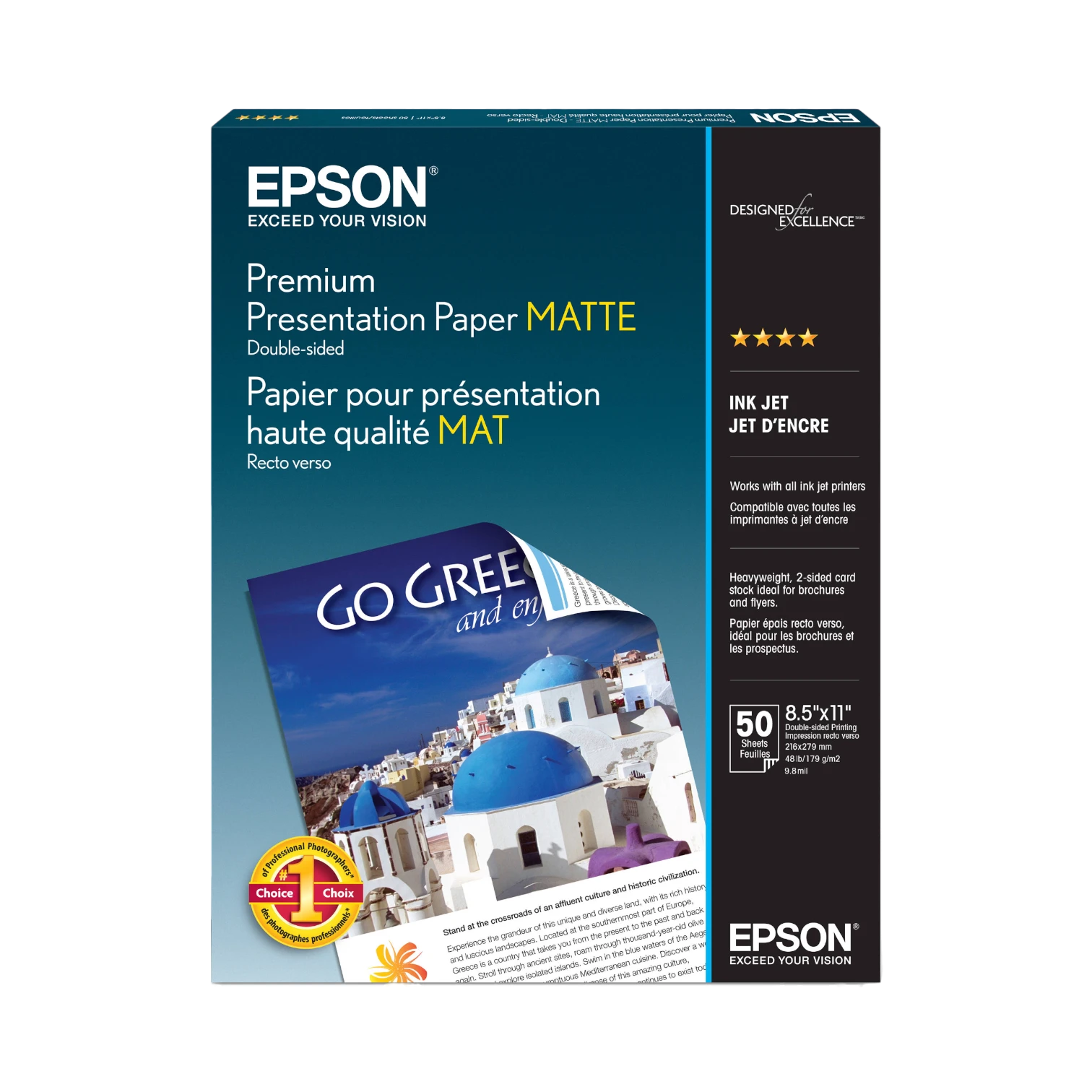 Epson Premium Presentation Paper Matte Double-Sided (8.5 x 11", 50 Sheets) — Being Shipped